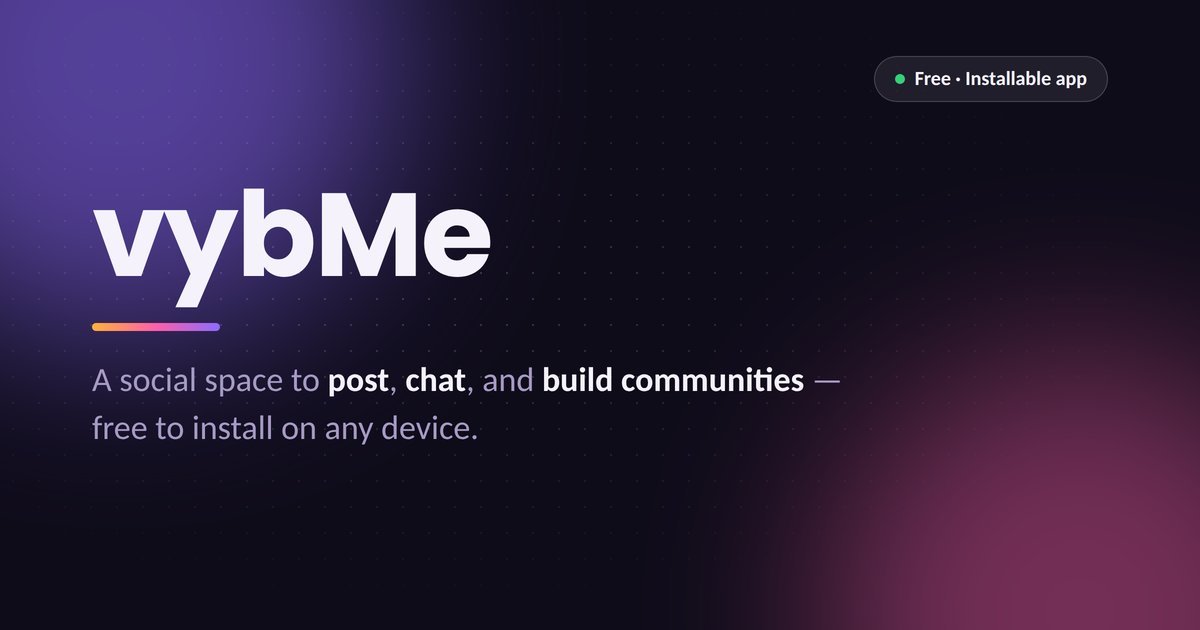 juwonishere1's tweet photo. I built VYBME, a social place just like X (https://t.co/hYWRbvUevn) check it out guys.
. https://t.co/GrP8Q6nsj5