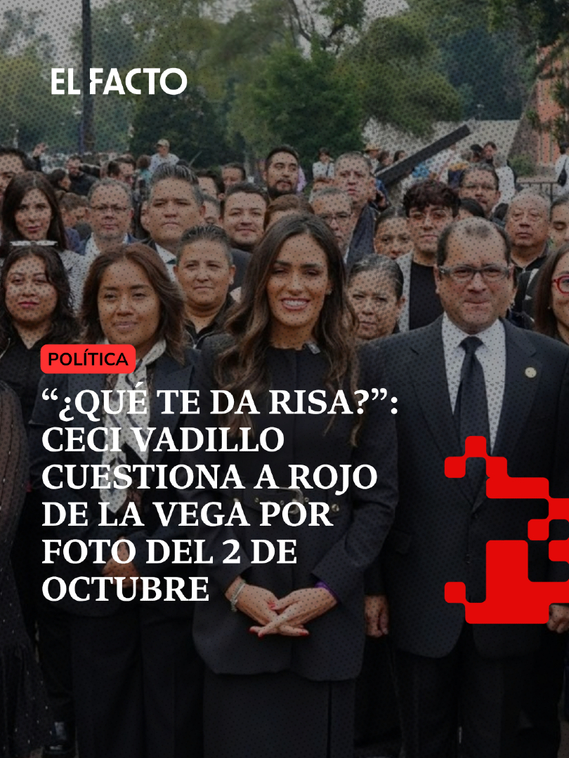 ElFactonoticias's tweet photo. La diputada de Morena Ceci Vadillo cuestionó a Alessandra Rojo de la Vega por aparecer sonriendo en una fotografía durante la conmemoración del 2 de octubre en Tlatelolco. “¿Qué te da risa?”, escribió en redes sociales.

Vadillo habló también desde su historia familiar: su padre fue militante del movimiento estudiantil de 1968. La legisladora acusó a la alcaldesa de frivolizar la conmemoración y recordó la persecución y represión que enfrentaron integrantes del movimiento durante el gobierno del PRI.

El señalamiento apuntó además a una contradicción política: Rojo de la Vega llegó a la alcaldía Cuauhtémoc postulada por la alianza PAN-PRI-PRD, mientras este jueves encabezó un homenaje a las víctimas de la represión ocurrida durante el gobierno priista de Gustavo Díaz Ordaz.

Durante el acto, Rojo de la Vega sostuvo que “el poder nunca debe usarse para callar a nadie” y llamó a defender las libertades y mantener viva la memoria del movimiento estudiantil. La fotografía cuestionada corresponde a esa conmemoración realizada este 2 de octubre en la Plaza de las Tres Culturas.