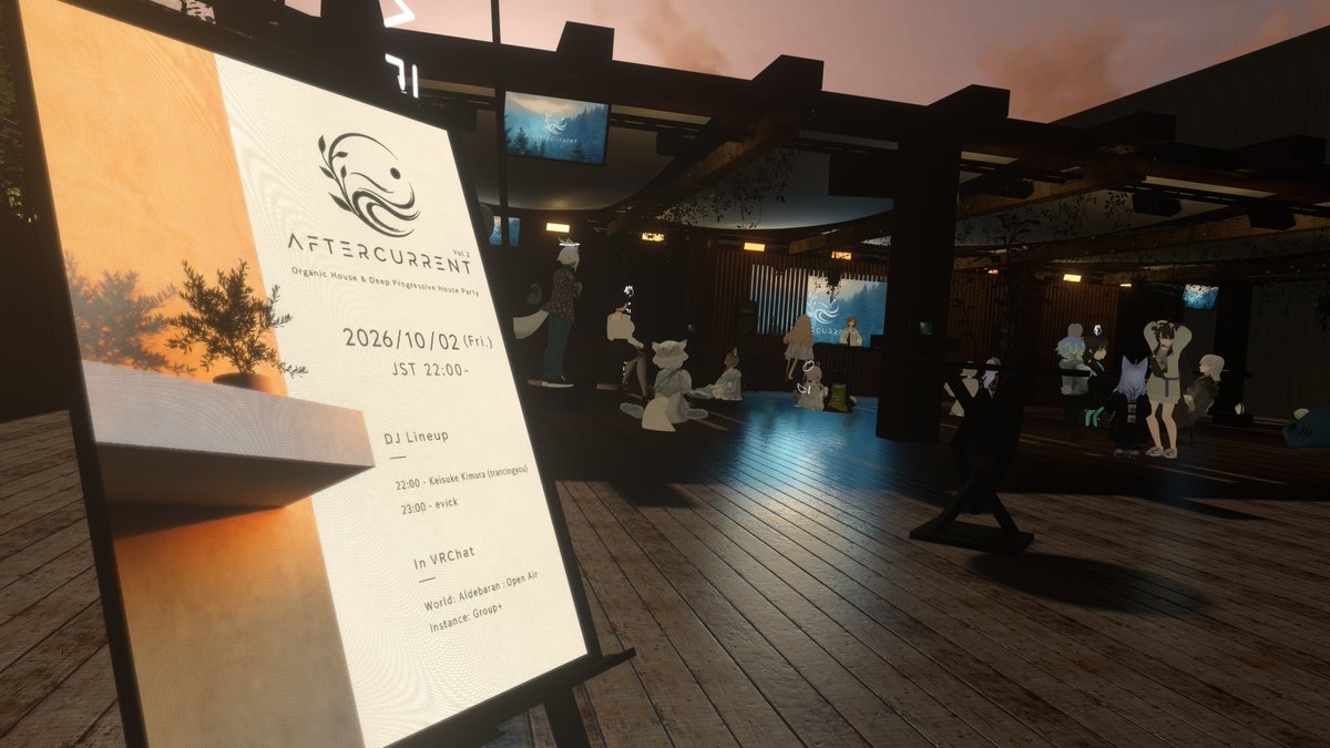 evick555's tweet photo. Aftercurrent Vol.2、無事終了しました!
遊びに来てくださった皆さま、本当にありがとうございました!
今回もたくさんの方と一緒に音楽を楽しめて、とても嬉しかったです。
また次回のAftercurrentでお会いしましょう🌙
#Aftercurrent_VR https://t.co/xM2WZPMPFw