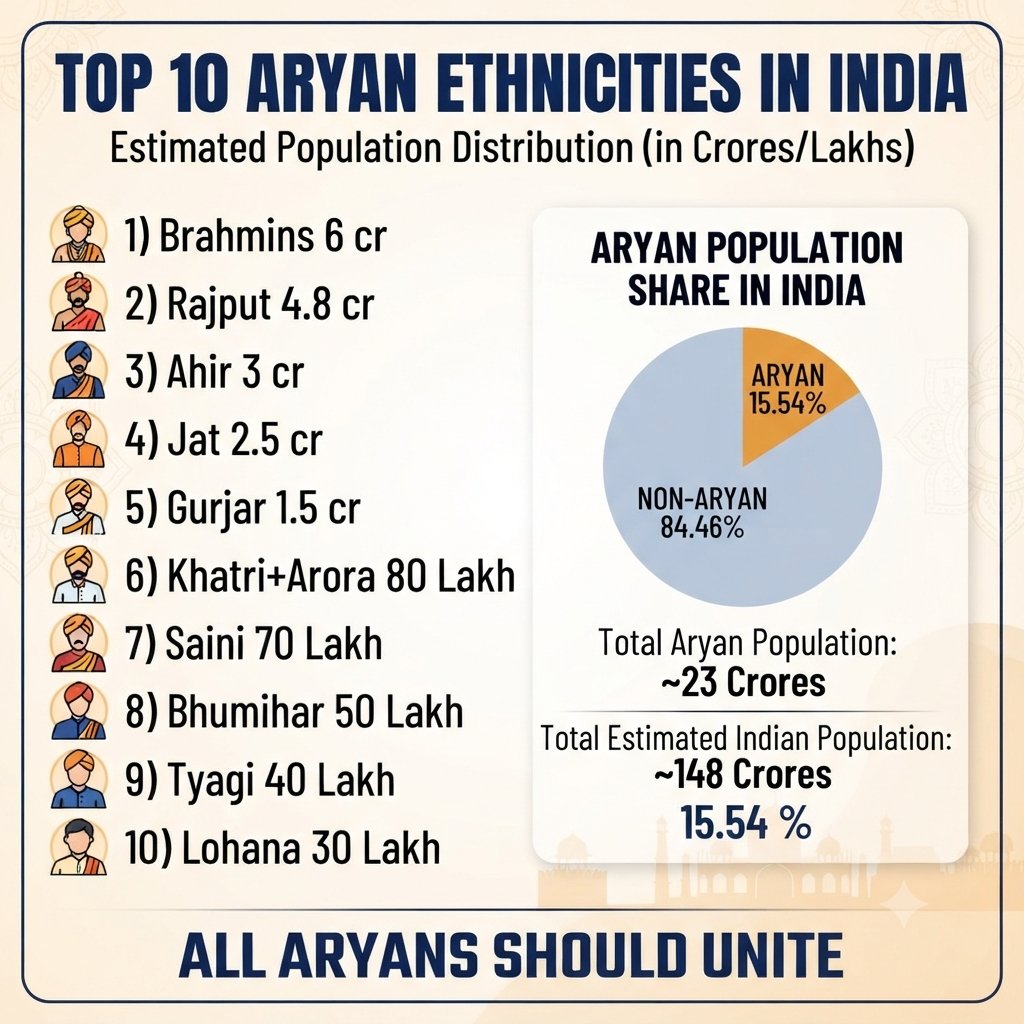ArushiYadavG's tweet photo. Aryan ethnic castes of India. Let us all Unite. https://t.co/42vysoElo5