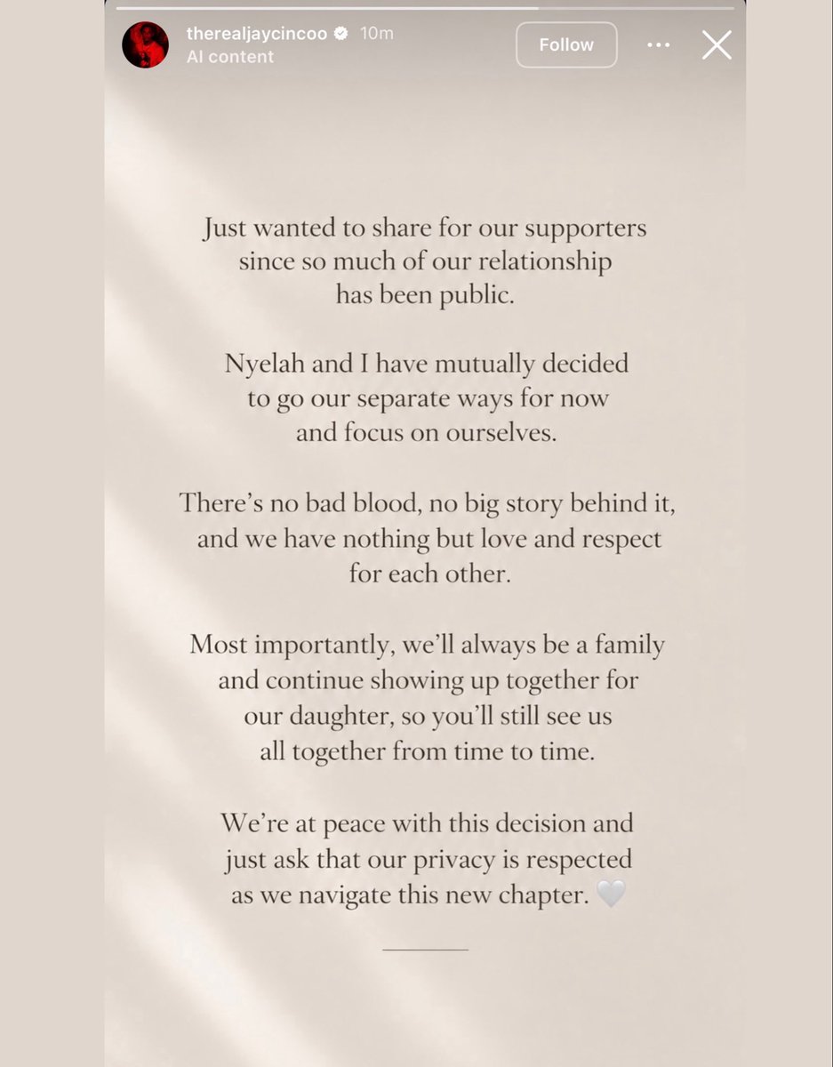 FearedBuck's tweet photo. Jay Cinco announces that he and his fiancée, Lala Baptiste, the mother of his child, have broken up.

The couple got engaged in March 2026 after Jay Cinco proposed during their baby shower. https://t.co/7feX99bILq