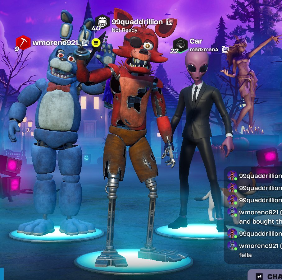 3quaddrillion's tweet photo. we got foxie bonnie and purple guy https://t.co/vA9OgJySai