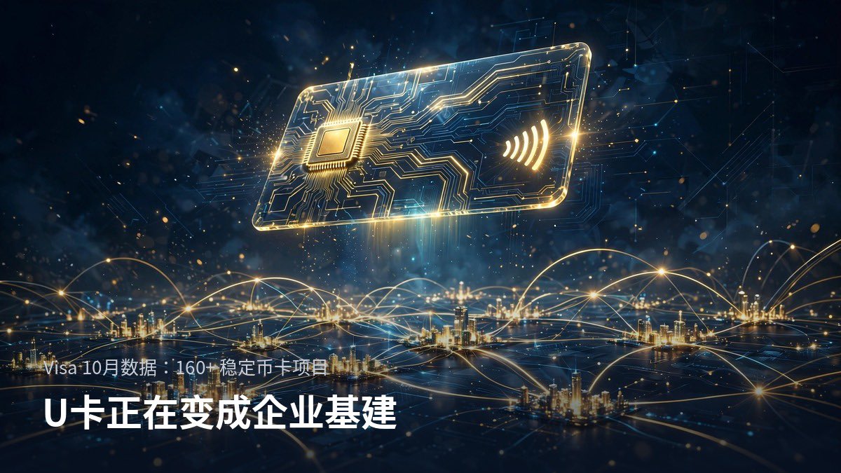 Tasi_Cai's tweet photo. Visa 公布了一组数据：稳定币挂钩卡已经有 160+ 个项目在跑了。
更值得看的是结构：这个财年到现在，17% 的交易量来自企业和商业卡——跨境结算、供应商付款、资金调度这些场景。
U 卡正在从"个人出金工具"变成"企业支付基建"。趋势摆在这儿：个人卡的审核只会越来越严，野路子返现的窗口正在收窄。
手里有 U 卡的，最近风控有变严吗？评论区对一下。