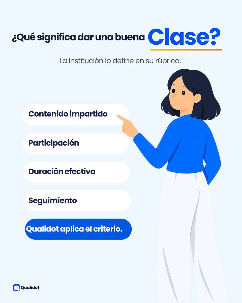 qualidot's tweet photo. Pasar a todos no significa enseñar. 📚 Qualidot evalúa contenido, participación, duración y seguimiento para convertir cada videoclase en evidencia y mejora real.

#Qualidot #IA #EducacionDigital #CalidadEducativa https://t.co/knSPavVqAe