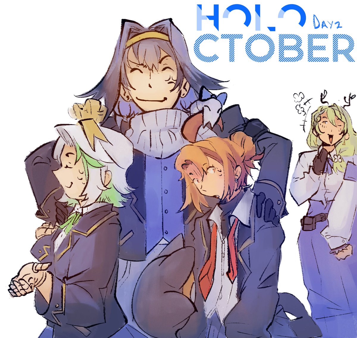 leisurecass's tweet photo. day 2 - school uniform: some weird uppity freshmen (holotrials plus ccgg) #holoctober https://t.co/jr2F2Wbr0q