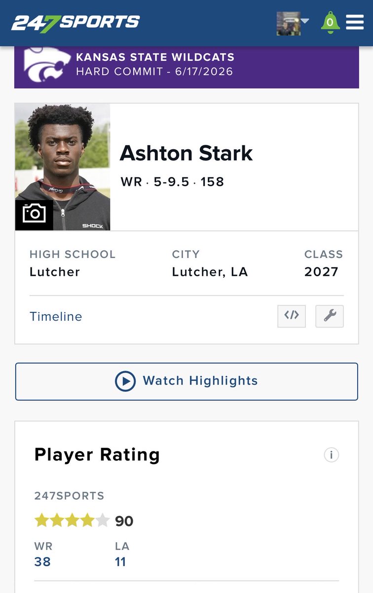 ColeCarmody52's tweet photo. Following Ashton Stark’s (@unleASHed2027) bump to ⭐️⭐️⭐️⭐️ status, K-State now has the 28th ranked recruiting class in the country. They are also 2nd in the Big 12 and have the 2nd most four-star prospects in the conference. 

The Cats are cookin 🔥🔥🔥 https://t.co/cZTDc6SeDt