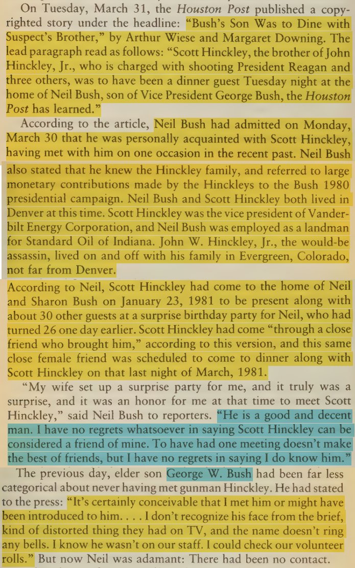 toxictiramisu's tweet photo. John Hinckley shot Ronald Reagan shortly after George HW Bush received crisis-management powers as part of a coup to control the presidency. Bush took charge of the emergency command group that would run the country/military in a crisis. Hinckley's father was a major Bush donor. https://t.co/Mv9Q5VQXo0