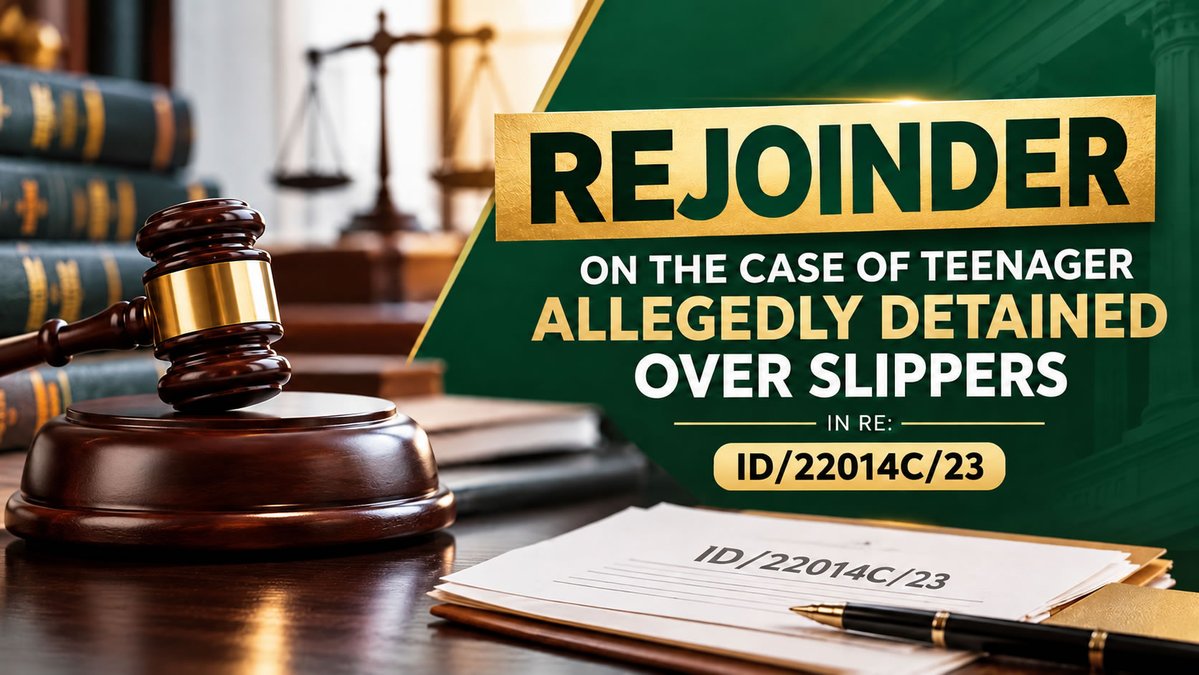 LagosMoj's tweet photo. REJOINDER ON THE CASE OF TEENAGER ALLEGEDLY DETAINED OVER SLIPPERS IN RE: ID/22014C/23
https://t.co/oiMBzZjXXa https://t.co/bCVRBFBKmH