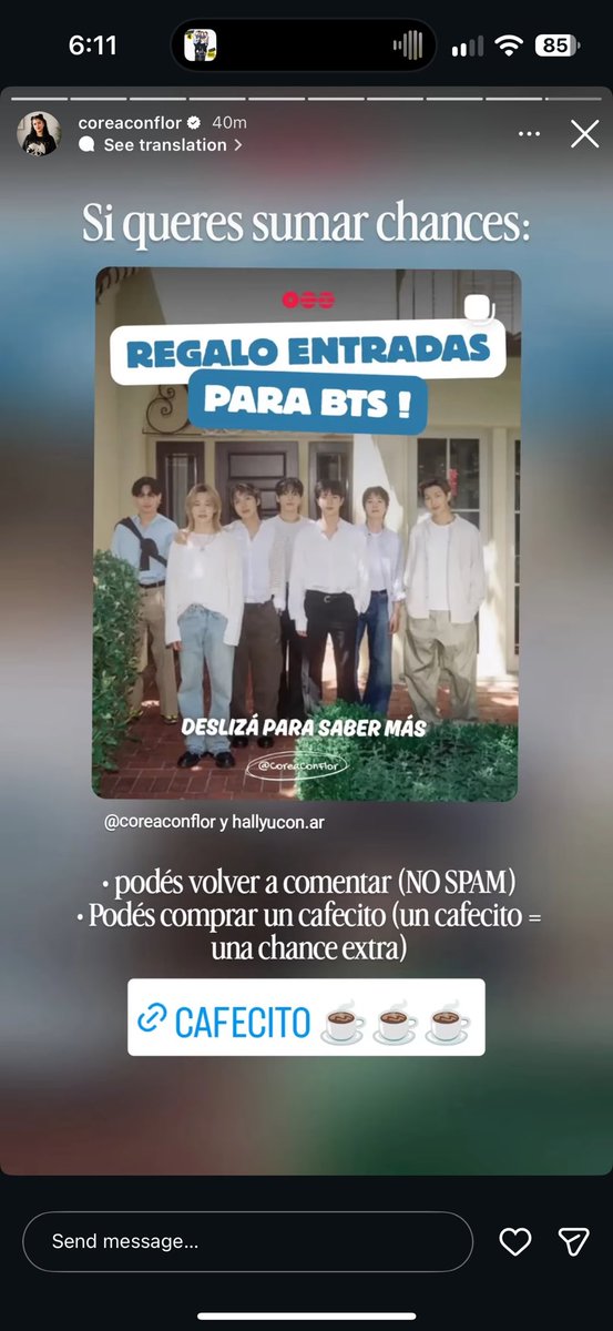 beluviemlb's tweet photo. @jksmbdy te dejo mi humilde aporte. hoy voy a estar en la calle hasta tarde asi q atraso el sorteo 1 SEMANA y no te olvides q podes sumar chances comprando cafecitos!🤌 https://t.co/ukcvXcGLge