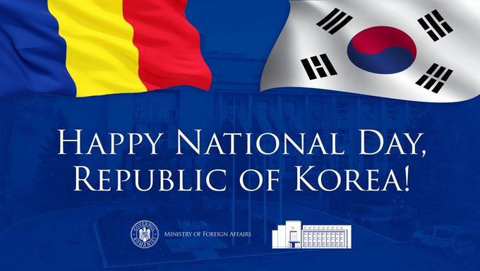 MAERomania's tweet photo. On National Foundation Day, Romania joins the Republic of Korea in celebrating its rich history and the achievements of its people. Romania values our Strategic Partnership and looks forward to further expanding cooperation between our countries.
@MOFAkr_eng https://t.co/JIwQ3bfTWG