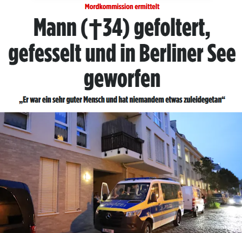 Taykra's tweet photo. #Berlin: Gefoltert, gefesselt, tot: Im idyllischen Tegeler See wird eine Leiche gefunden – mit Kabelbindern am ganzen Körper. Die Ermittler sprechen von einer besonders grausamen Tat. Die Spuren führen in das Berliner Drogen-Milieu führen. https://t.co/okJpq1ovPn