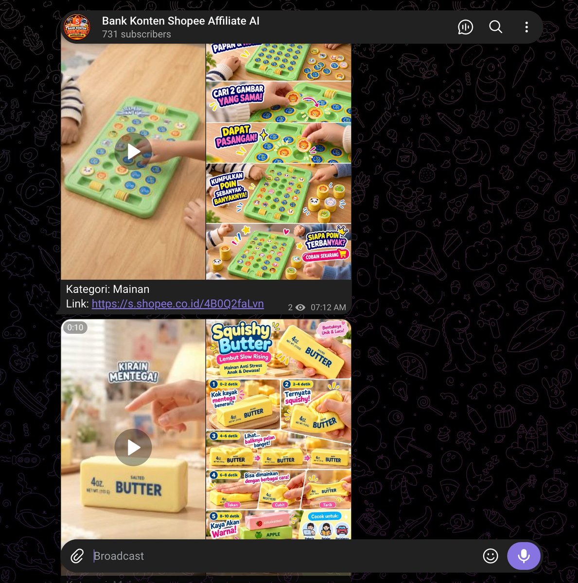 UDINJEBAG's tweet photo. Gess, aku baru bikin channel Tele buat kumpulan video Shopee Affiliate hasil AI 

Buat yg males atau nggak sempat cari2 konten affiliate, videonya aku kumpulin di satu tempat. Tinggal pilih yg cocok 👌

#zonauang #affiliateshopee #affiliate #affiliatetiktok https://t.co/Iw62EDgjER