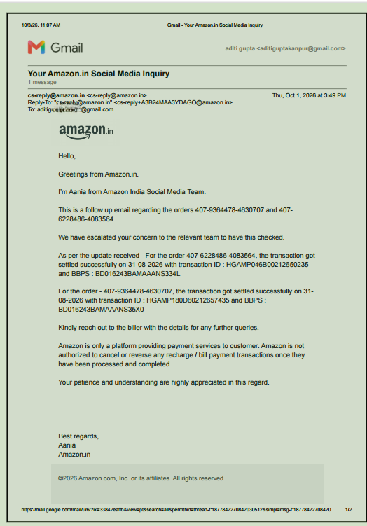 urankitsahu92's tweet photo. @LICIndiaForever I accidentally paid the premium twice for Policy No. 727070484 via Amazon Pay. Amazon has confirmed both transactions were successfully settled and advised me to contact LIC. However, I am still receiving premium due notifications. Kindly verify and clarify. #LIC https://t.co/1nfbuuHKIu