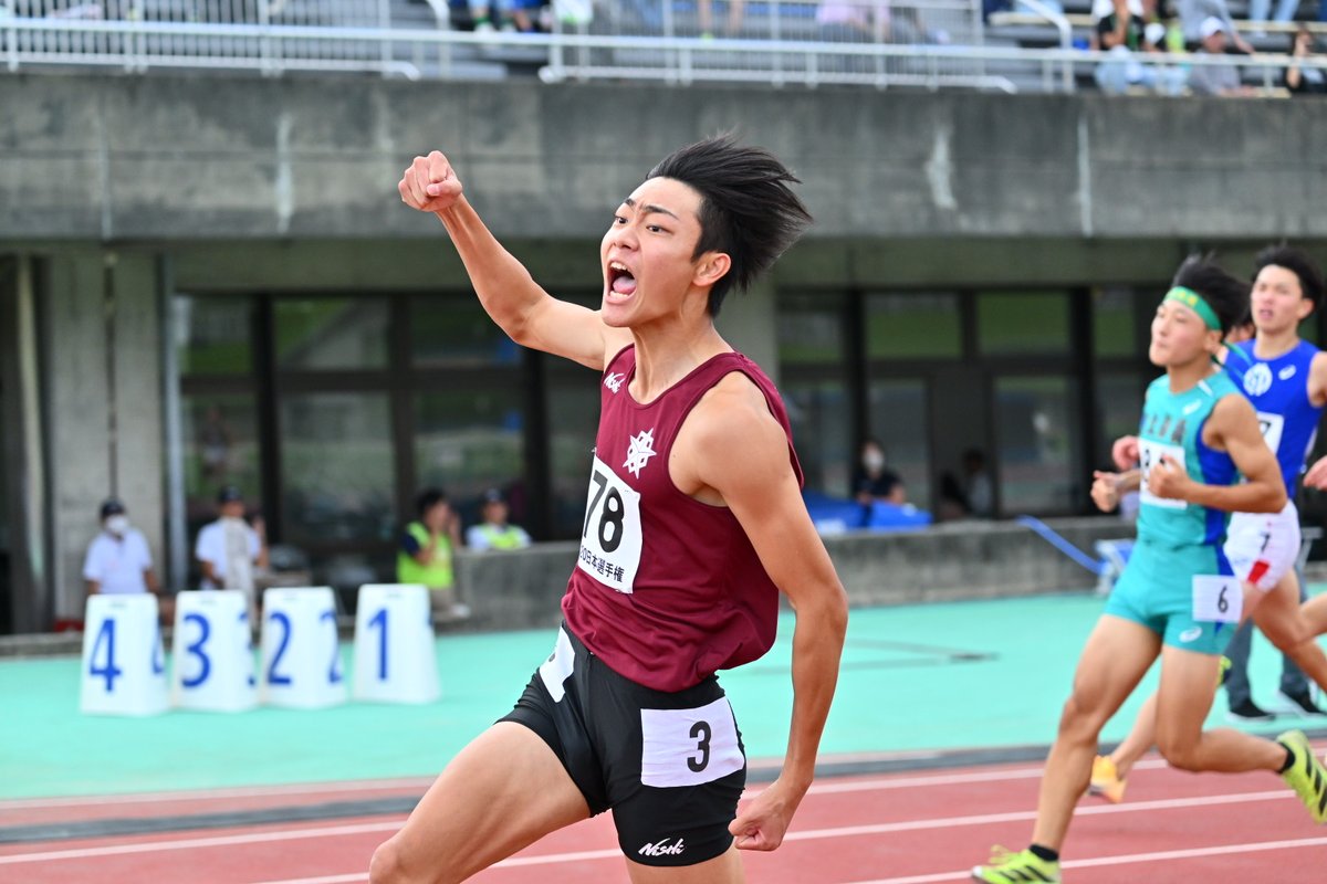 Getsuriku's tweet photo. #U20日本選手権
男子100m決勝（+0.3）

🥇松下碩斗（静岡高2静岡）10.11
＝高校歴代3位タイ！！！高2歴代2位！！大会新！✨
🥈片山瑛太（市船橋高3千葉）10.35
🥉篠崎博翔（東海大）10.38

インターハイ王者が圧巻の走り！
フィニッシュまで他を寄せ付けず🌬️🌬️🌬️ https://t.co/MGOHWMYSY8