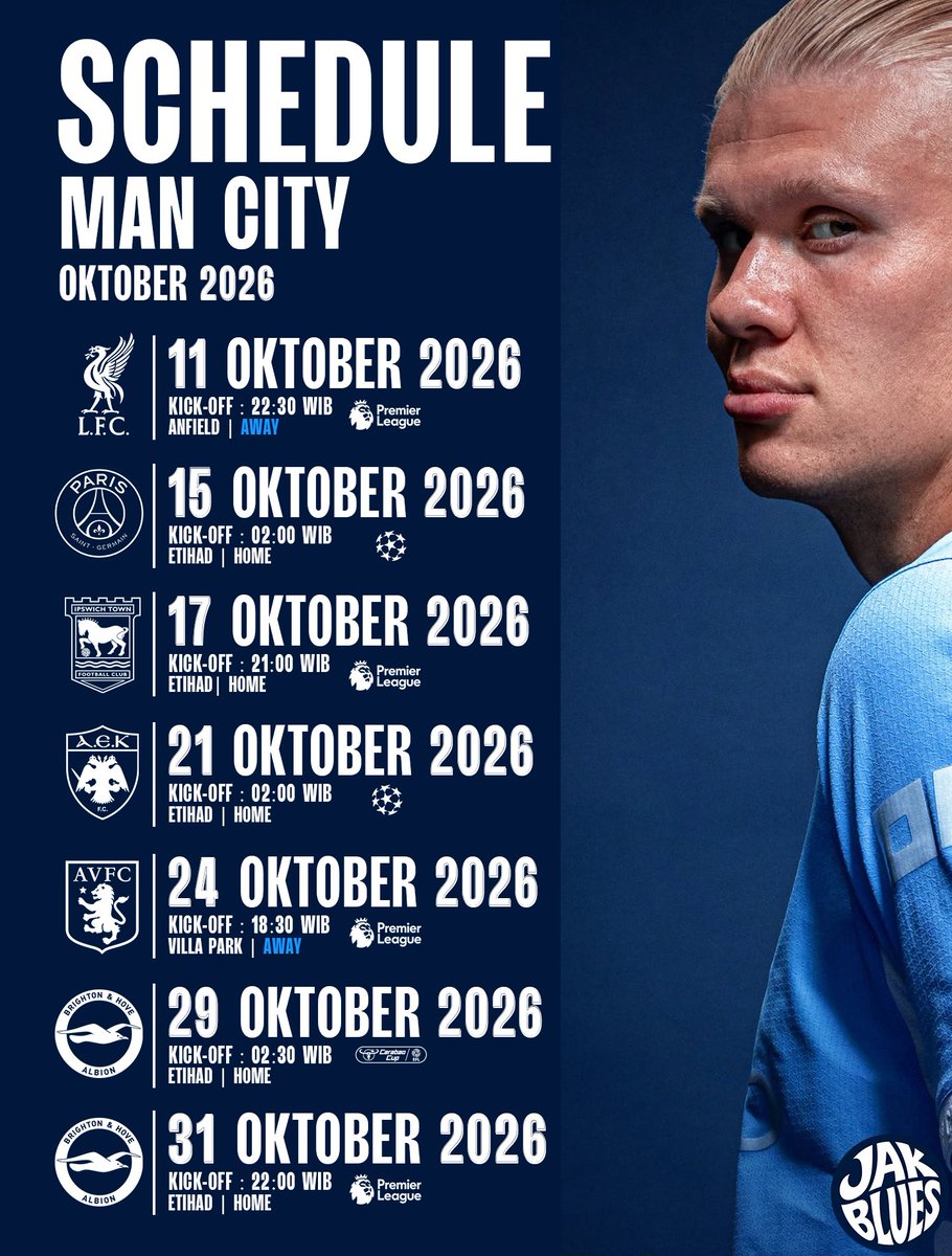 Jakbluesmcfc's tweet photo. Berikut jadwal Man City bulan Oktober, kalo gak jadi di keluarkan dari Premier League :) https://t.co/HoCn3UyuWL