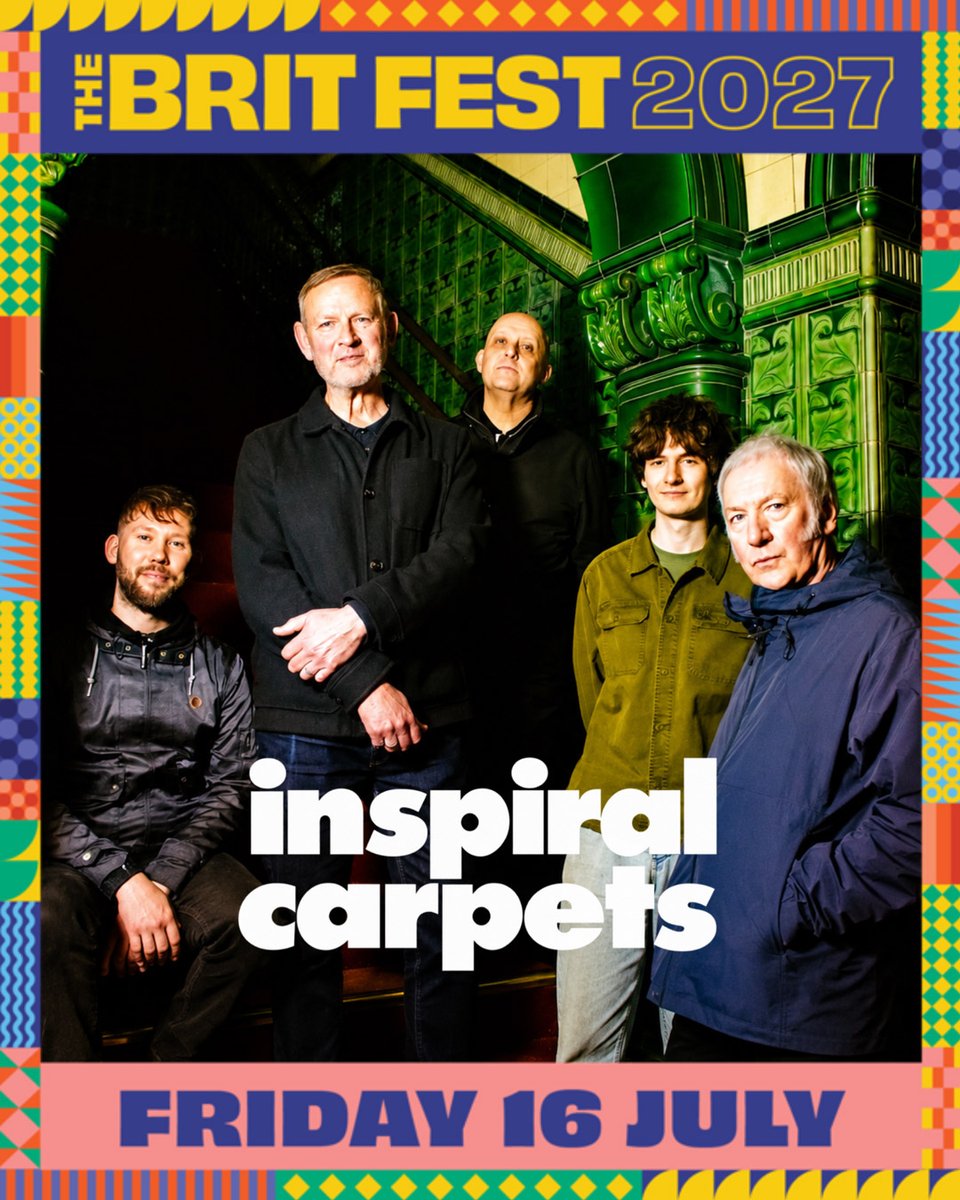 inspiralsband's tweet photo. Hey gang, we are excited to announce we will be heading to The Brit Fest next July! We join an absolutely massive Friday at The Brit Fest 2027, alongside Ocean Colour Scene, Lightning Seeds, The Wonder Stuff, Huey Morgan and Laurie Wright. See you down the front! https://t.co/CBk7Rcdt15
