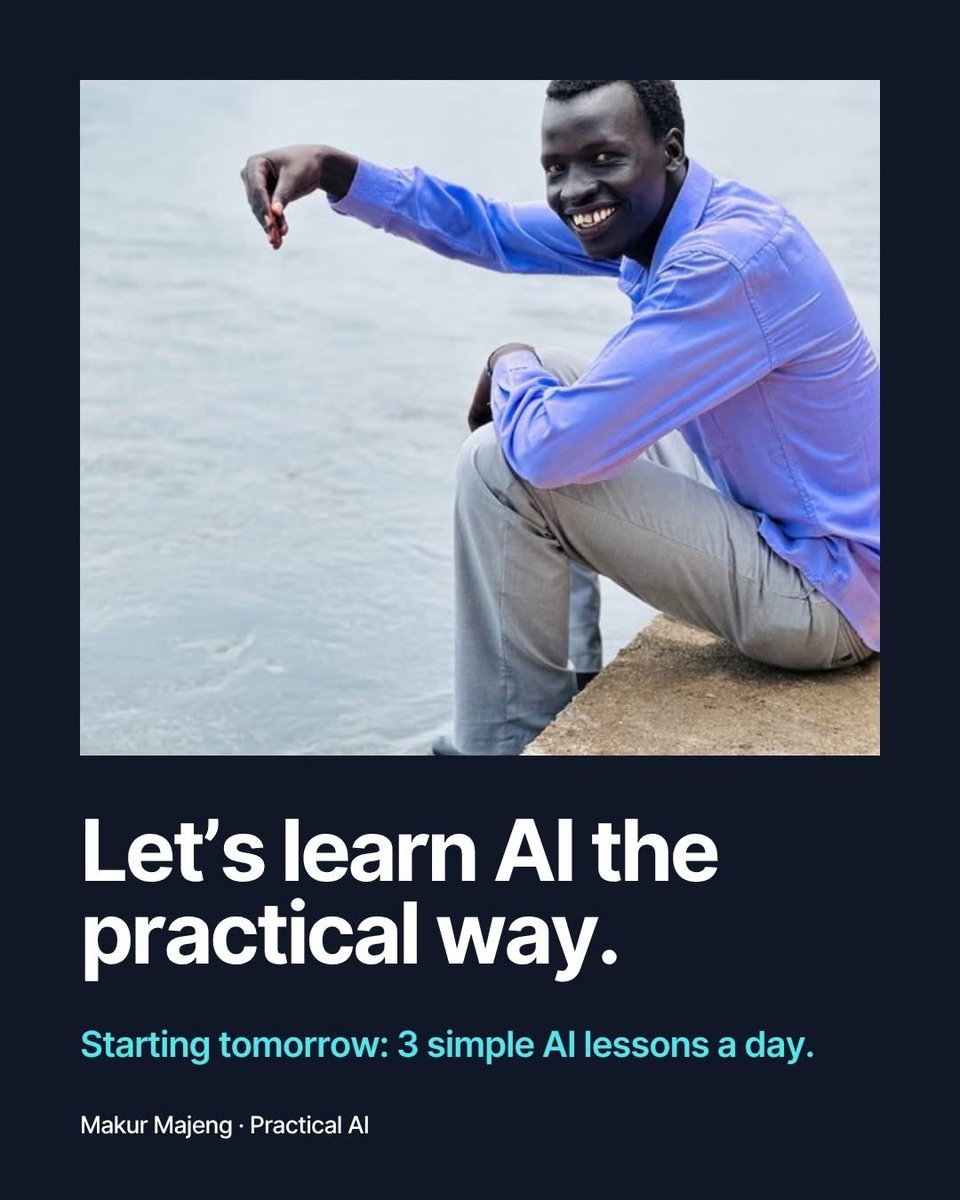 MaQur7's tweet photo. From tomorrow, I'm sharing practical AI here everyday. No hype, no jargon. Just simple ways to use AI for study, work and everyday life.

Three short lessons a day:

Follow along, save what helps, and tell me in the comments: what do you want AI to help you with?

#PracticalAI https://t.co/msN5nP9joo