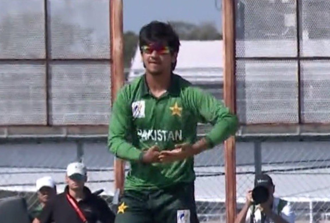 academy_dinda's tweet photo. Saim Ayub after this celebration 
- two catches dropped
- 47 runs conceded in his four overs
- gave away 23 runs in 19th over 
- helped India go past 200 https://t.co/Uvj8iz6JnZ