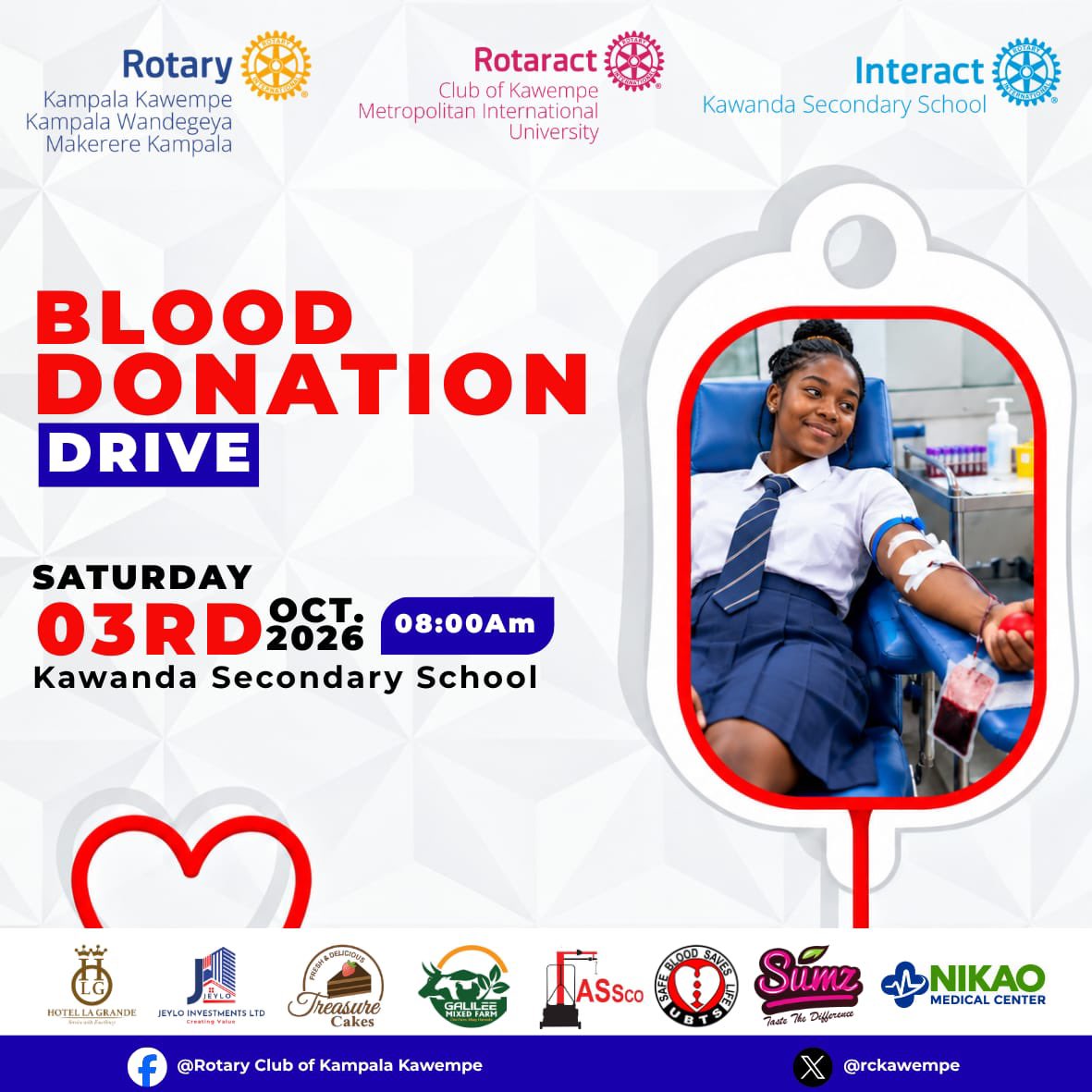 rckawempe's tweet photo. #BloodDonationDrive #DonateBloodSaveLives #RotaryCares #Rotaract #Interact #ServiceAboveSelf #RotaryDistrict9213 #GiveBlood @kawandasecondarysch https://t.co/tJX3XSKqbZ