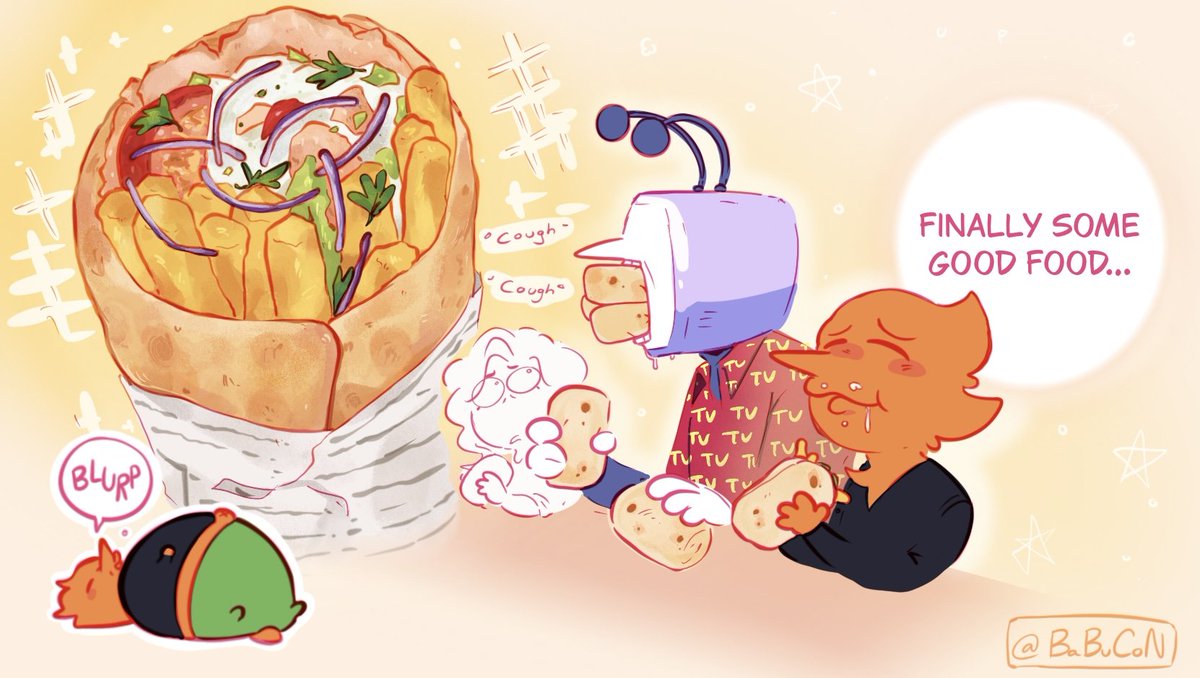BaCoN2848's tweet photo. Fanart for @OwlGams 🍊🌯☀️✨️
(ignore Tenna)
#deltarunefanart https://t.co/19S3a9XGv8