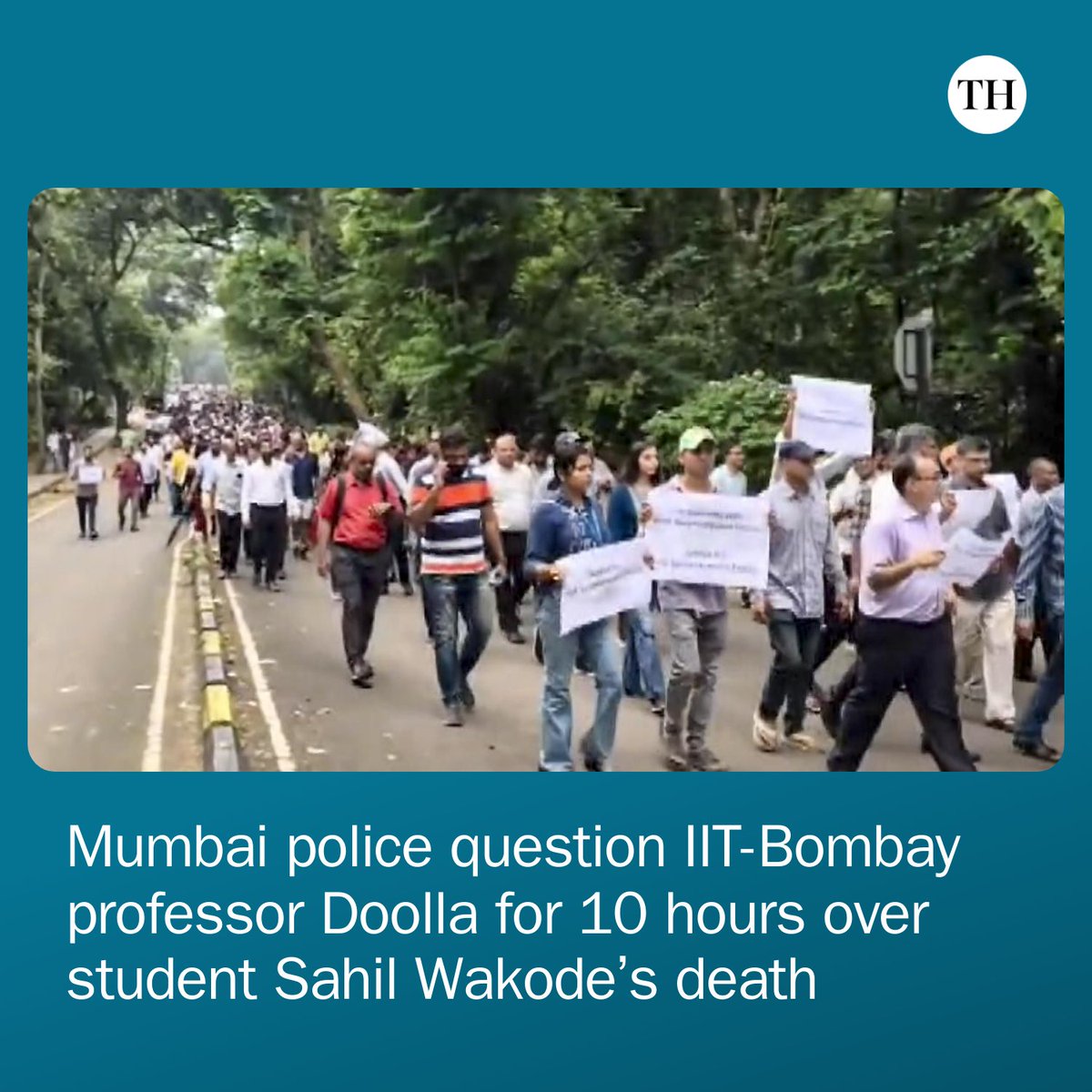 THMumbai's tweet photo. Mumbai police questioned IIT-B professor Suryanarayana Doolla for nearly 10 hours over student Sahil Wakode's death; he denied all charges.
✍️ PTI https://t.co/cq7rAT9BbF