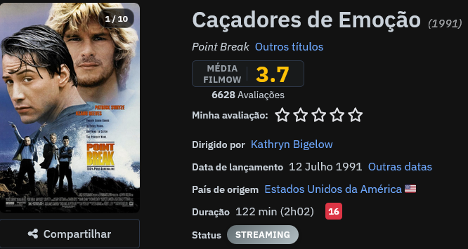 marcosSHAKUR's tweet photo. 45.  Point Break (1991)
🗣️ Vamos ver o que vai ser da série que vai sair.. https://t.co/XDhNicCzEz