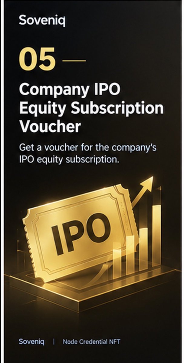 soveniqprotocol's tweet photo. — IPO Equity Subscription Voucher 📈

📈 Connect Today. Participate in Tomorrow.
Receive a Company IPO Equity Subscription Voucher as part of your Node Credential benefits. https://t.co/q8jL0WjST0