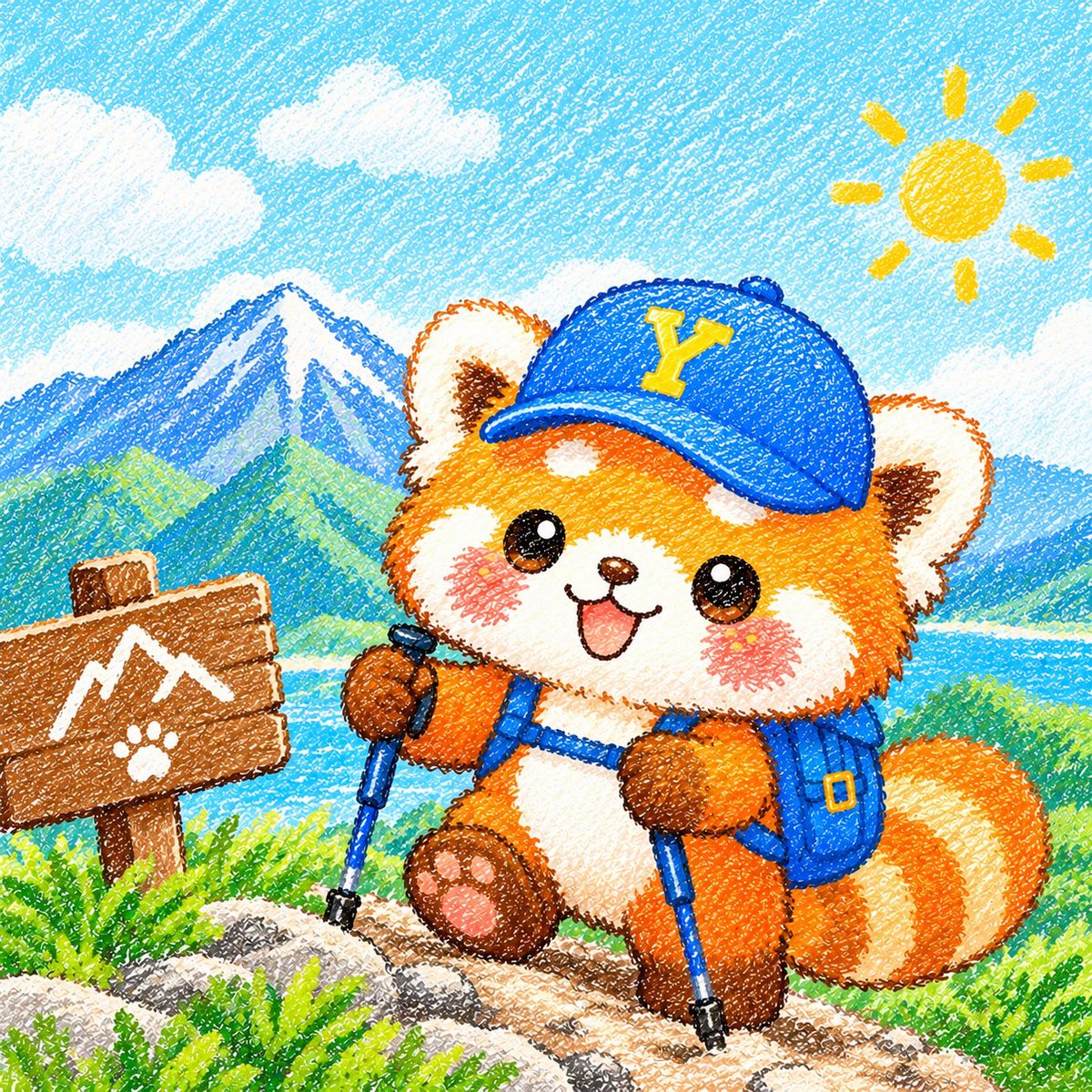 Y_create_2026's tweet photo. 登山の日⛰️
#登山の日 #登山 #山 #mountain
#redpanda #lesserpanda #panda https://t.co/itTSl6swKA