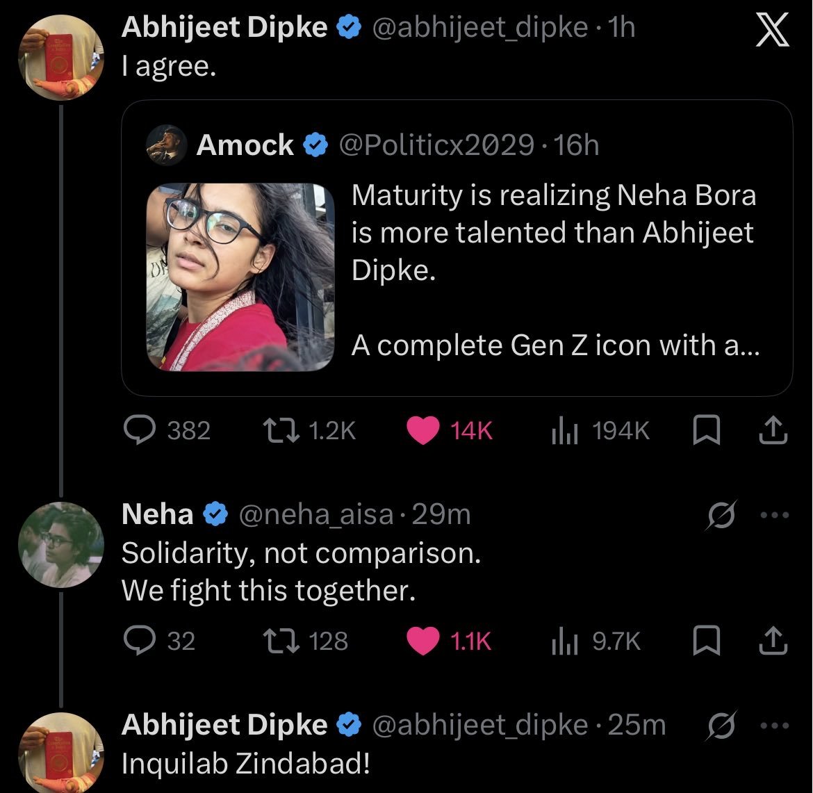 Mystic_Soul25's tweet photo. Congress IT cell is trying hard to derail the CJP movement, as it is born outside of the Congress ecosystem.

They can't seem to digest someone else taking the lead.

But thankfully, the young people leading are more mature and grounded and have their hearts in the right place ❤️🇮🇳 

@abhijeet_dipke @neha_aisa