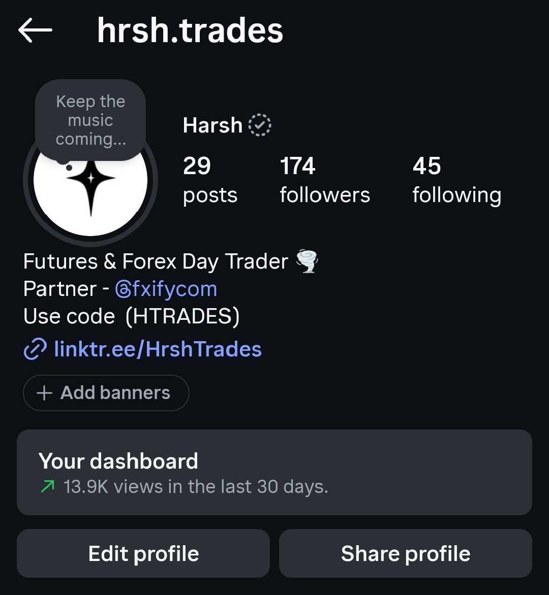 Hrsh_trades's tweet photo. Got any trading Question? 👀

I do a weekly Q&amp;A on my Instagram Story —

ask me anything about trading, setups, psychology, prop firms &amp; more.

Follow me on IG 👇🏻 https://t.co/lwXpWjCgD2

See you there 🫡🔥 https://t.co/rQ95SLKWRh