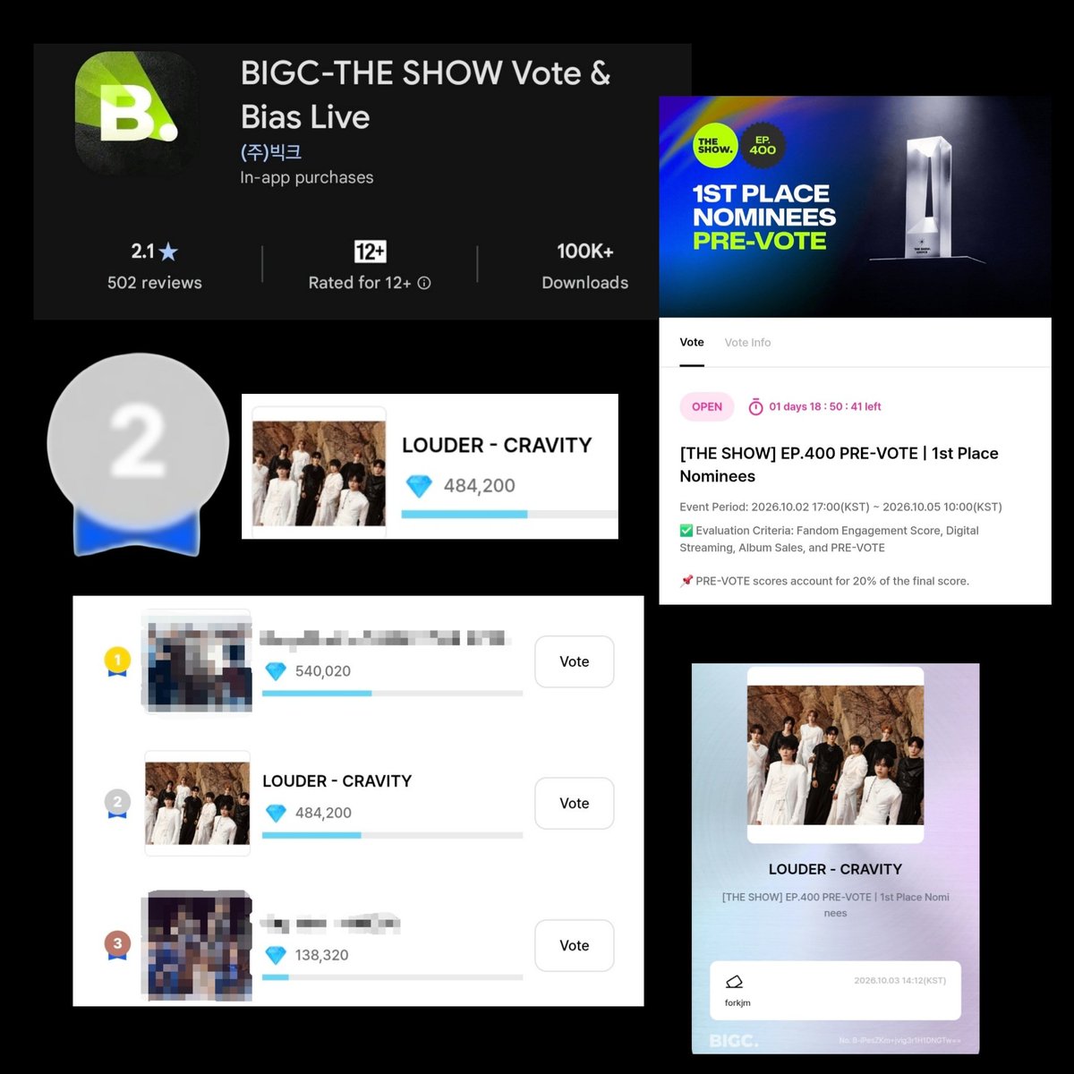 forkoojungmo's tweet photo. LUVITYS TO DO LIST RT IT‼️

• vote #CRAVITY on THE SHOW PRE-VOTE (BIGC APP) NOW!
🔗: https://t.co/YsqZt5MprI

• vote #LOUDER on MCD PRE-VOTE &amp; WEEKLY PICK STAGE (MNET APP)
🔗: https://t.co/4slfmS4Cra

• vote #CRAVITY on KGMA Best Music Video FINAL
🔗: https://t.co/RtZpGyC3Ts https://t.co/71tNSK88ST