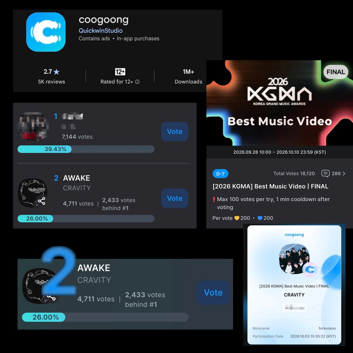 forkoojungmo's tweet photo. LUVITYS TO DO LIST RT IT‼️

• vote #CRAVITY on THE SHOW PRE-VOTE (BIGC APP) NOW!
🔗: https://t.co/YsqZt5MprI

• vote #LOUDER on MCD PRE-VOTE &amp; WEEKLY PICK STAGE (MNET APP)
🔗: https://t.co/4slfmS4Cra

• vote #CRAVITY on KGMA Best Music Video FINAL
🔗: https://t.co/RtZpGyC3Ts https://t.co/71tNSK88ST