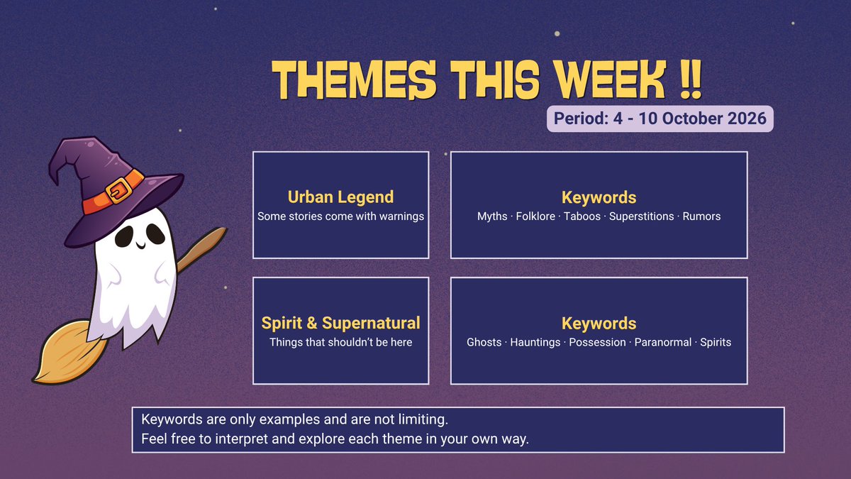 soIarhythm's tweet photo. ๐THE VOTES ARE IN!๐ป
The shadows have spokenโฆ and we finally have our Week 1 themes. ๐ฏ๏ธ
Now itโs your turn to bring them to life.
Happy creating! ๐๏ธ๐จ
#SunNoteSpooktober #SunNote #3rdTanggaNada https://t.co/Xg9hmvK2g2