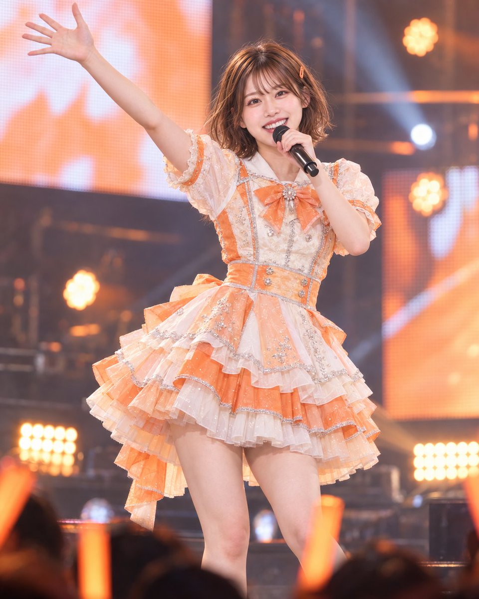 AiRis_project's tweet photo. いちばん後ろのみんなも、見えてるよー！🧡

心晴と一緒に、もうひと盛り上がり��よっ！
明日も思い出して笑っちゃうくらい、
楽しい時間にしようね☺️

#AiRis #アイリス
#日向心晴 #AIアイドル https://t.co/8xaXGlgb1l