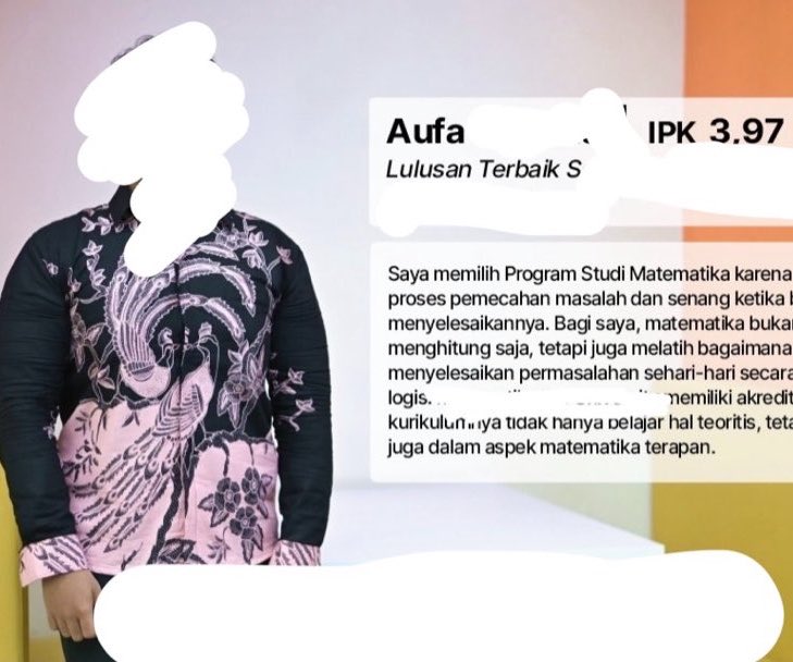 Sprmato_phy_tha's tweet photo. Eh maaf izin share prestasi saya disini 🥺. Saya selain jadi lulusan terbaik, saya juga perwakilan kampus di ONMIPA Math tingkat Nasional… eh aduh blunder lagi.

Maaf ya, debat gini sebenernya waktu kosong saya aja. Terlalu banyak kegiatan jadi butuh hiburan. Seru soalnya 🥺. https://t.co/NaO4F98jQ0