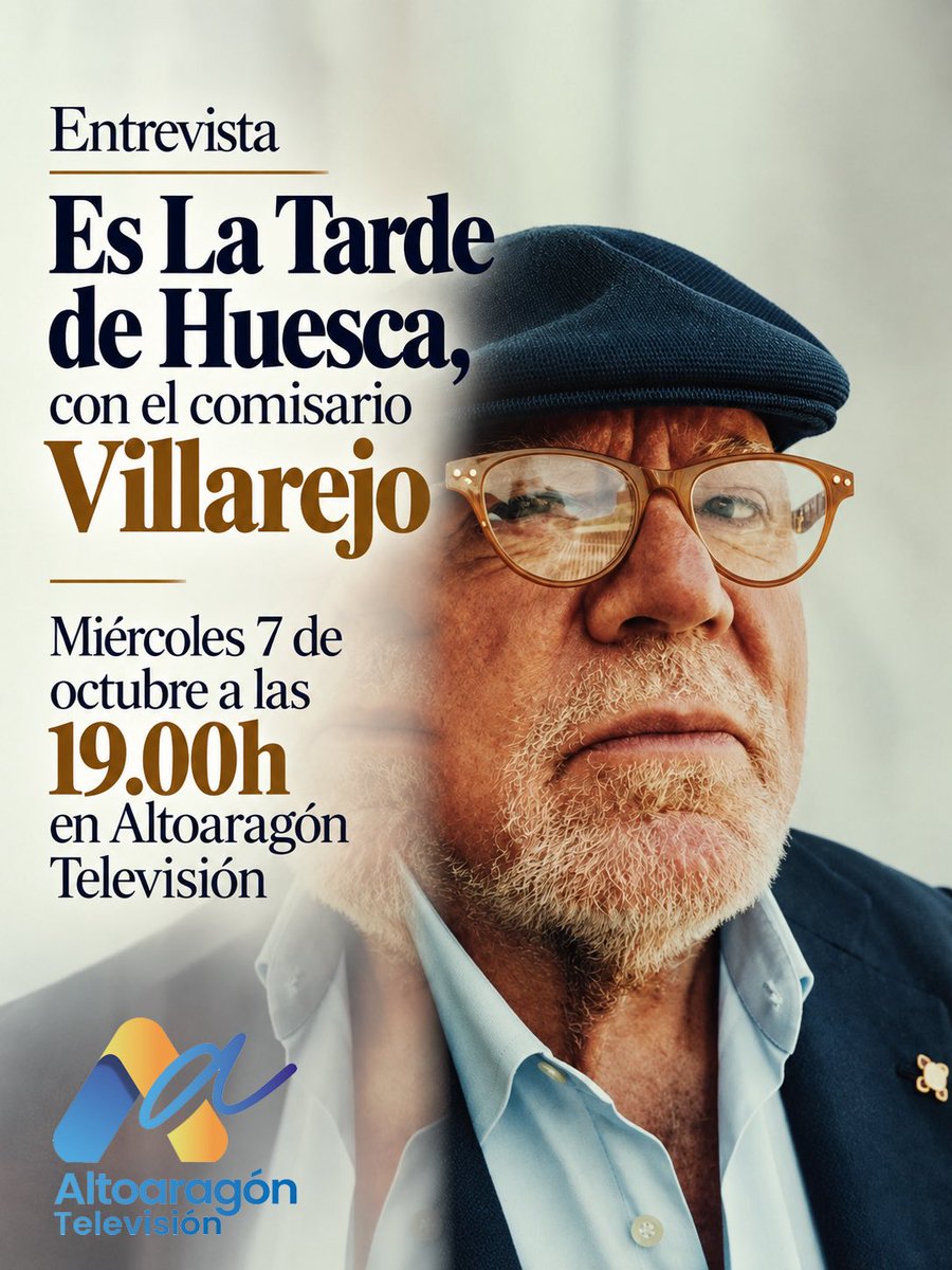 AltoaragonTV's tweet photo. Este próximo miércoles visita el programa “Es La Tarde de Huesca” el comisario Villarejo con @barecha en @AltoaragonTV y @EsRadio_Huesca https://t.co/W8uWLG1zWS