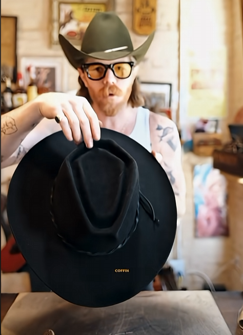 Interrobangbulb's tweet photo. @ChudTheBuilder I've seen youtube shorts and vids on those custom made cowboy hats. I think we need to start a go fund me or something similar to get you a new spiffy custom made hat. Maybe a Double Coffin. https://t.co/qDn8fw94GZ