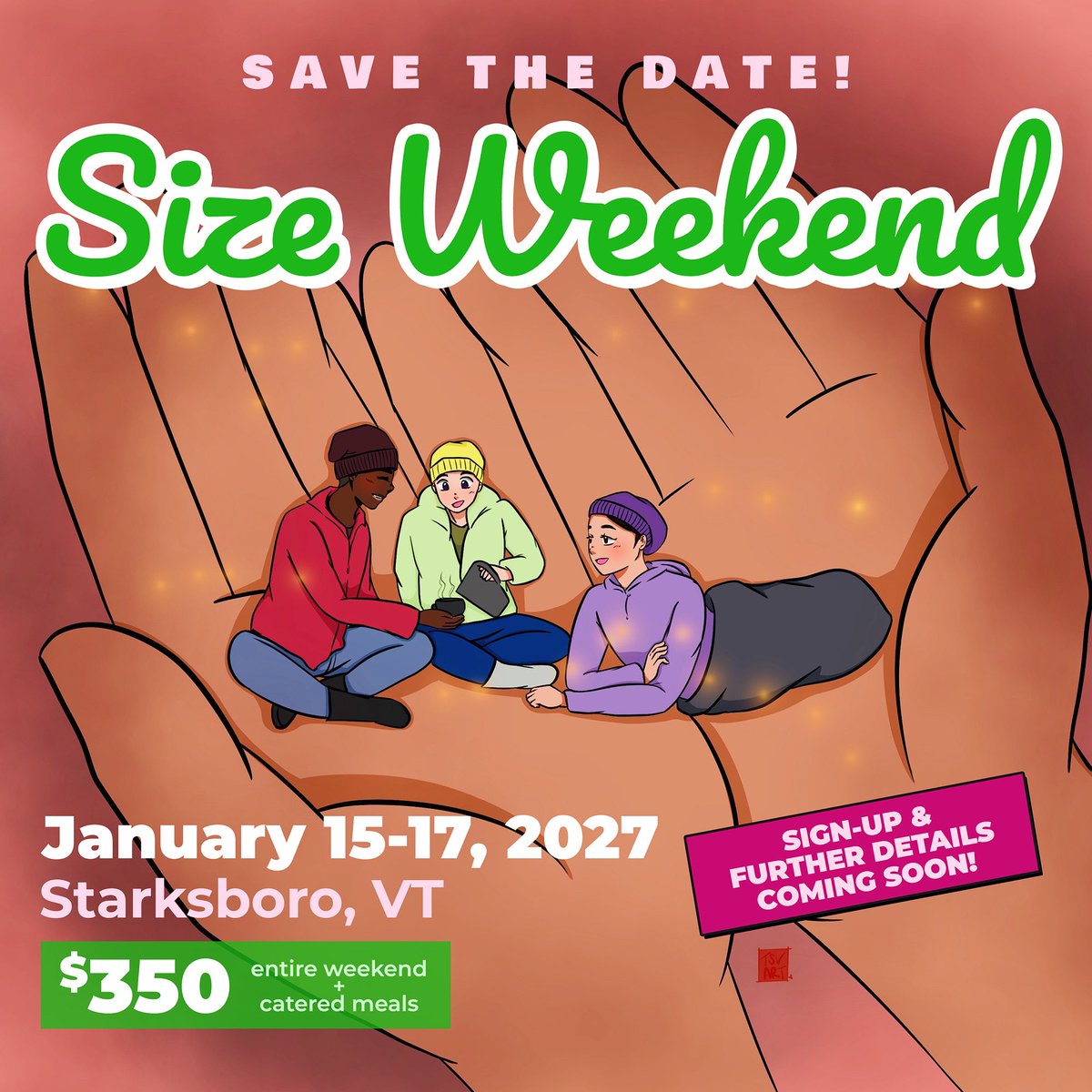 SizeCon's tweet photo. New Event!!!

In just a few months!  

Catered meals, cozy lodge, wooded hiking trails, and more!

Details coming soon! https://t.co/NqkKXcTixI