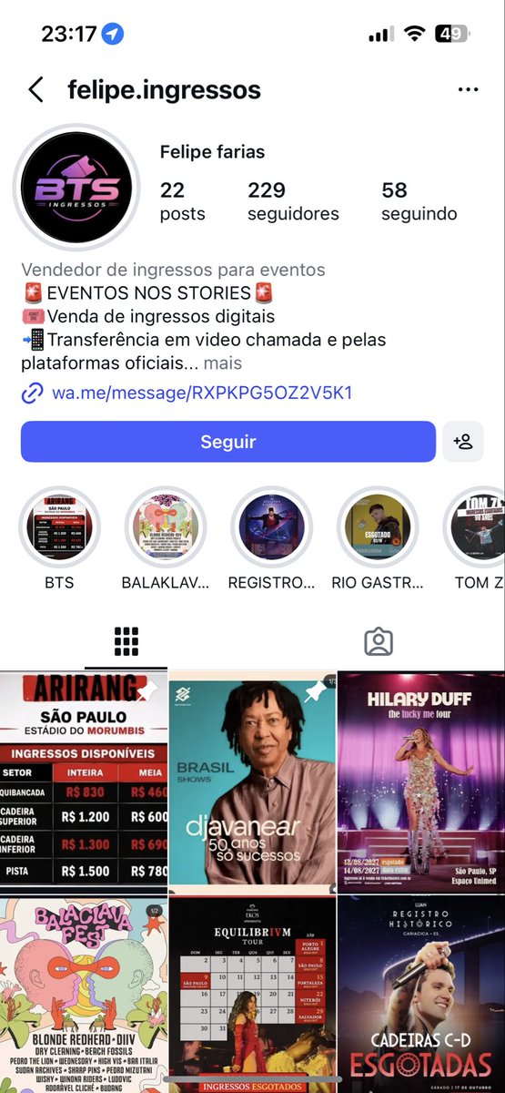 anadambi7's tweet photo. Esse cara tá vendendo ingresso do show do BTS  alguém sabe dele ? 
Meio arrogante e soberbo
com esse número 21 96874-3573 https://t.co/OzoFOfyzSW