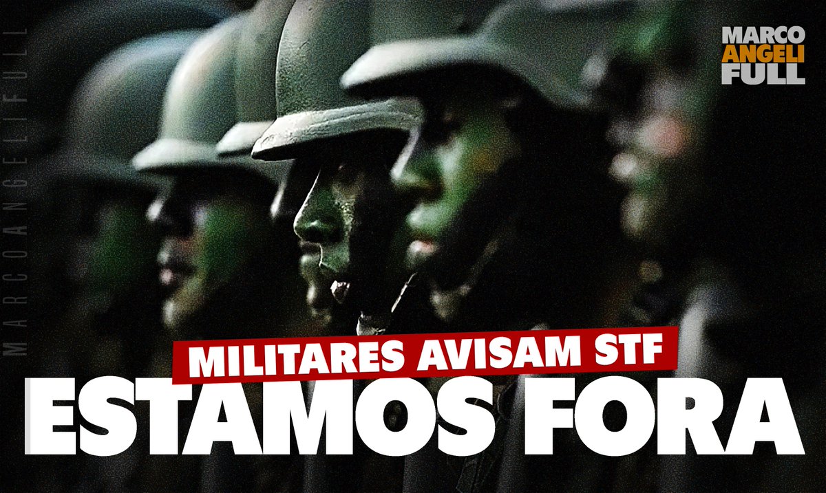marcoangeli's tweet photo. Segundo informações do jornalista Claudio Dantas, o Alto Comando do Exército avisou ao STF que, caso os ilustres ministros causem uma crise institucional -leia-se golpe de estado- os militares vão tirar o deles da reta e não farão nada.
Ao que parece, atordoados por serem acusados de omissão e de não fazer nada pelo país, vão continuar a fazer exatamente o que tem feito desde 2021:
Absolutamente porra nenhuma.
Recado errado de uma instituição que teria por obrigação básica defender a nação.
O correto, que é entendido por qualquer exército que se preze no mundo, seria:
OUSEM DAR UM GOLPE DE ESTADO E NÓS DEFENDEREMOS A NAÇÃO CONTRA VOCÊS.
Aliás, foi exatamente o que fizeram em 8 de janeiro de 2023, prendendo velhinhos, crianças e idosos inocentes, não é mesmo?
Defenderam gloriosamente o país contra golpistas. 
Foi exatamente essa ação que transformou essa instituição numa das mais desprestigiadas e com um dos menores índices de confiança do povaréu.
Por outro lado, o recadinho pode ser também uma declaração de intenções, ou um aval:
Podem fazer o que quiserem, estão liberados, 
Vamos apenas observar.
Sendo confirmada, a informação só reforça o sentimento dos brasileiros:
Os militares já estão fora de qualquer cenário, no Brasil, seja o caos ou seja a paz.
Ninguém conta mais com eles para nada.