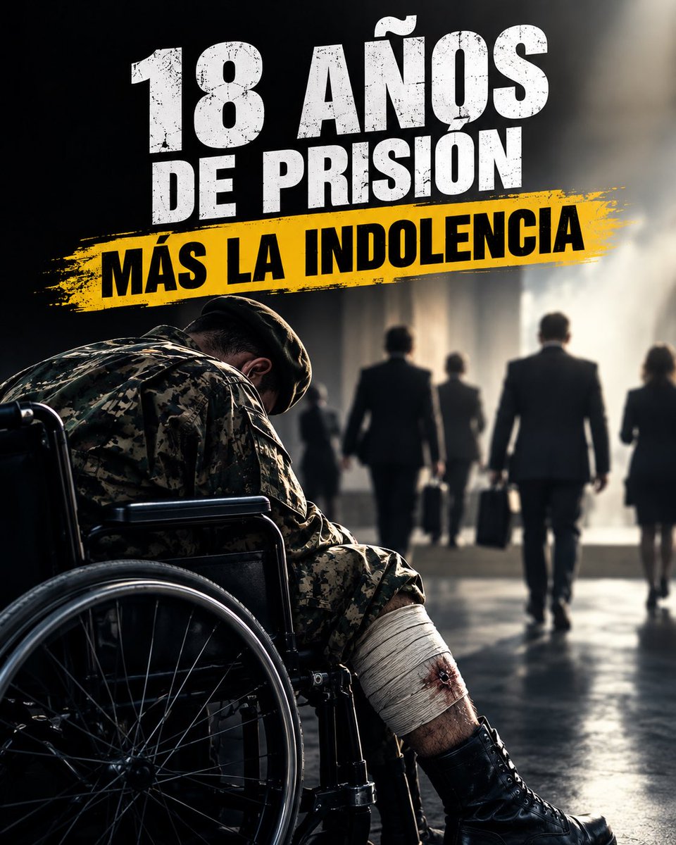 RodriguezAranaJ's tweet photo. 18 AÑOS DE PRISIÓN MÁS LA INDOLENCIA

Hoy fué condenado el Cap Heredia a 18 años de Prisión quien tiene un disparo en la pierna cuya bala sigue allí desde hace tres años y está en silla de ruedas.

El General Tomás Martínez Macías, Guillermo Enrique César Siero y Ronald Ferrer a 12 años de condena. 

El Cnel Carlos Jesús Sanchez Vásquez,  Capitan. Tomas Martinez Chico, Mayor Diana Desirée Victoria Justo, 1Tte Karen Gómez G a 3 años de condena.

Pero no solo el juez esbirro los condenó sino la Indolencia y la indiferencia que han tenido todos hoy con ellos. Cómo son militares los condenados entonces no es noticia. No es una protesta, no es una alerta mundial, no es un titular que valga la pena.

En cambio si vi la noticia por todos lados que Rocío San Miguel fue absuelta  (cosa que me alegra, cada ciudadano libre), pero era más noticia que fue absuelto alguien que protestar y condenar lo que está sucediendo con estos honorables militares, que están pagando más que cualquier otro el precio de la libertad de un país.

No solo los condenaron y llevan más de tres años en prisión, también fueron torturados, baleados y expulsados de la FFAA, degradados y humillados en el patio de honor del ministerio de la defensa sometidos al escarnio público.

Y allí me sigo preguntando ¿Por qué esto no es una alerta mundial, una noticia, una denuncia, un reclamo? Porque los militares nunca importamos acaso será, porque no somos trascendentales y solo somos estadísticas? 

YO SÍ ME SOLIDARIZO CON ELLOS PORQUE VALEN TAN IGUAL O MÁS QUE MUCHOS.

¡Hermanos hay tiempo y hay comida!🫡