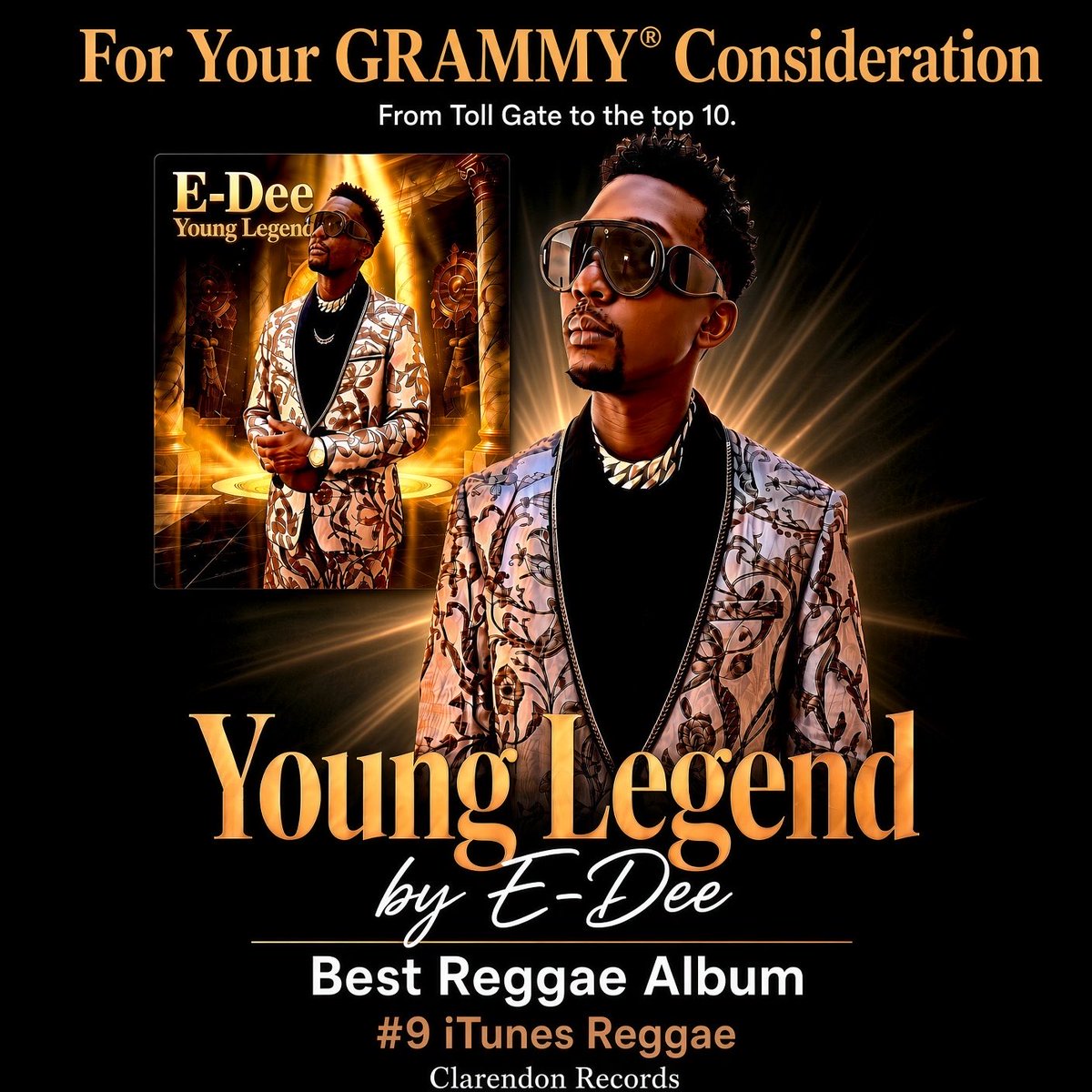_edee's tweet photo. Thrilled to be in Grammy consideration for Best Reggae Album — Young Legend. #9 on the iTunes Reggae chart. E-Dee. Clarendon Records. https://t.co/v6qBvOPrgw