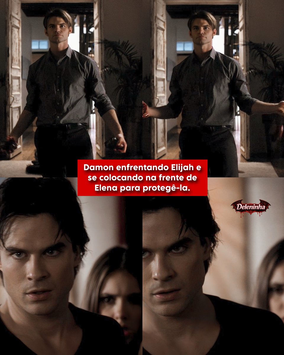 CarlottaDestlq's tweet photo. Photo by Deleninha on July 08, 2026. May be an image of text that says: “Damon confronting Elijah and standing in front of Elena to protect her. https://t.co/d3VanUa5uC