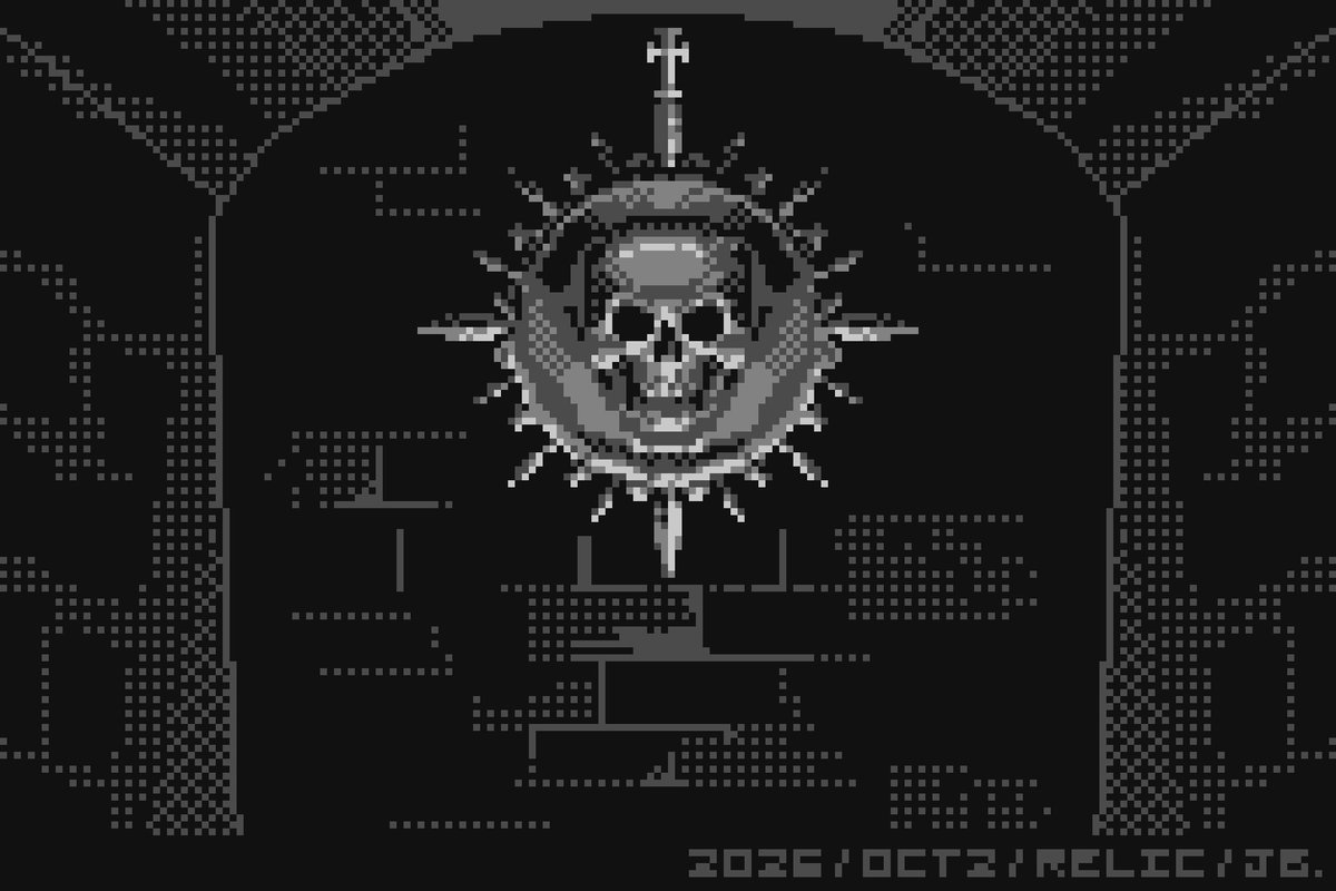 EightBitJase's tweet photo. Pixel-Inktober Day 2 relic
-Skull Holy Relic-

#inktober #inktober2026 #relic #skull #art #pixelart #aseprite #monochrome https://t.co/uUFnC8sYt2