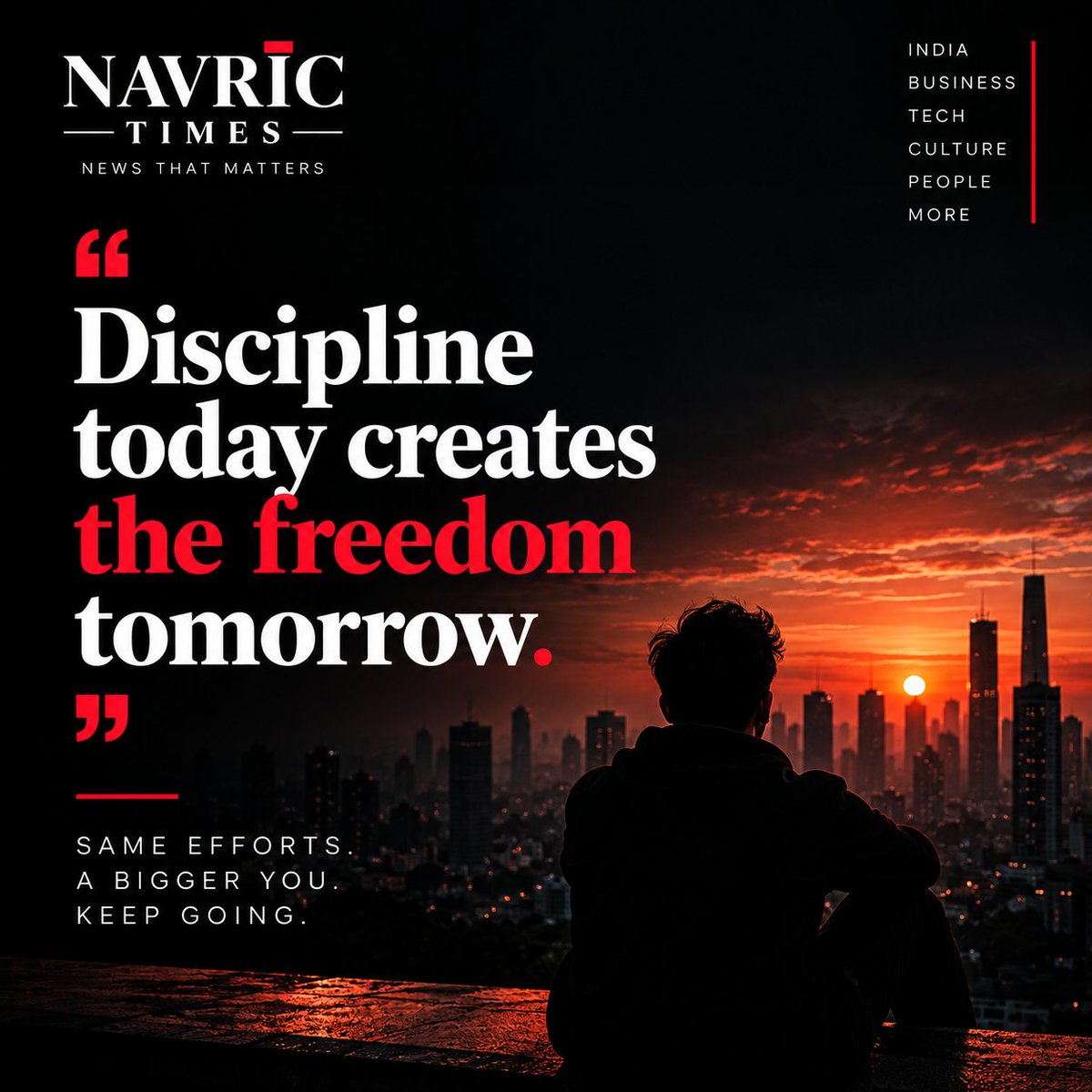 navrictimes's tweet photo. Your future is being built by what you do when nobody is watching.

Discipline isn't about doing more. It’s about showing up consistently especially when motivation disappears.

What you build today becomes your freedom tomorrow.
Keep going. 🫡

#Discipline #Motivation #Growth https://t.co/j7J1BF2jfl