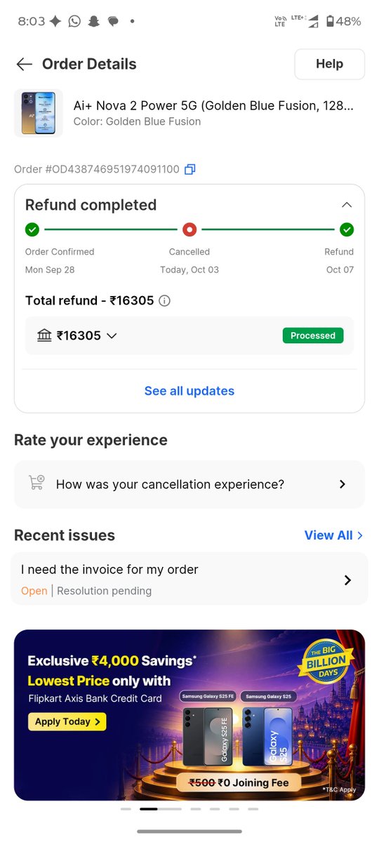 KartikKumar2509's tweet photo. @FlipkartSupport You cancelled my order (#OD438746951974091100) on your own after missing delivery! Refund me within 2 hours or I am escalating to NCH right now.
Pathetic service!!! https://t.co/QxzIOs3WUD