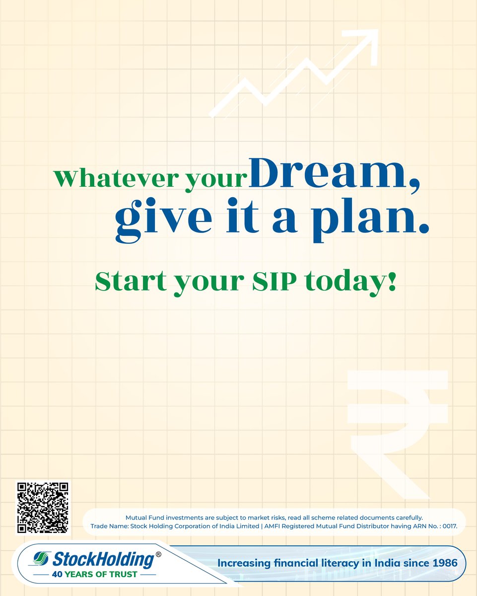 StockHoldingIN's tweet photo. Wedding? Car? World tour? Whatever’s on your wishlist, a SIP can help you start small, stay consistent and keep moving towards the things you have always wanted. Start your SIP today!
AMFI Registered Mutual Fund Distributor ARN Number: 0017
#MutualFund #StockHolding https://t.co/WWBZJPPk3Z