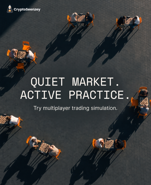 cryptoseenzey's tweet photo. You’ve refreshed the same chart      so many times, you’re practically providing emotional support to the      candles. 😴♟️

A quiet market can make doing nothing feel uncomfortable. But boredom alone doesn’t give you a reason to enter a trade. Use that spare attention for a practice session instead. Explore multiplayer trading simulation on CryptoSeenzey, try a different approach, or compare decisions with a friend.
Choose something specific to work on: explaining an entry, sticking to your rules, or recognizing when you don’t have a clear idea. Sometimes the most useful decision to practice is waiting. Give your session a purpose beyond needing something to happen on a screen.

Join CryptoSeenzey and turn a quiet moment into focused trading practice 👉 https://t.co/fjukNZMXt3