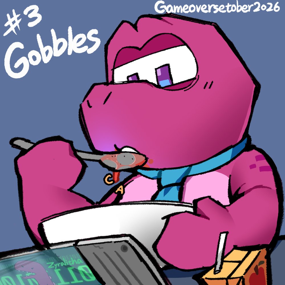 Zyralitha's tweet photo. @GameoverseTober Day 3 - Gobbles
I know some of you eat like this...
#Gameoversetober2026 #Gobbles https://t.co/5a2iNQ0Iv8