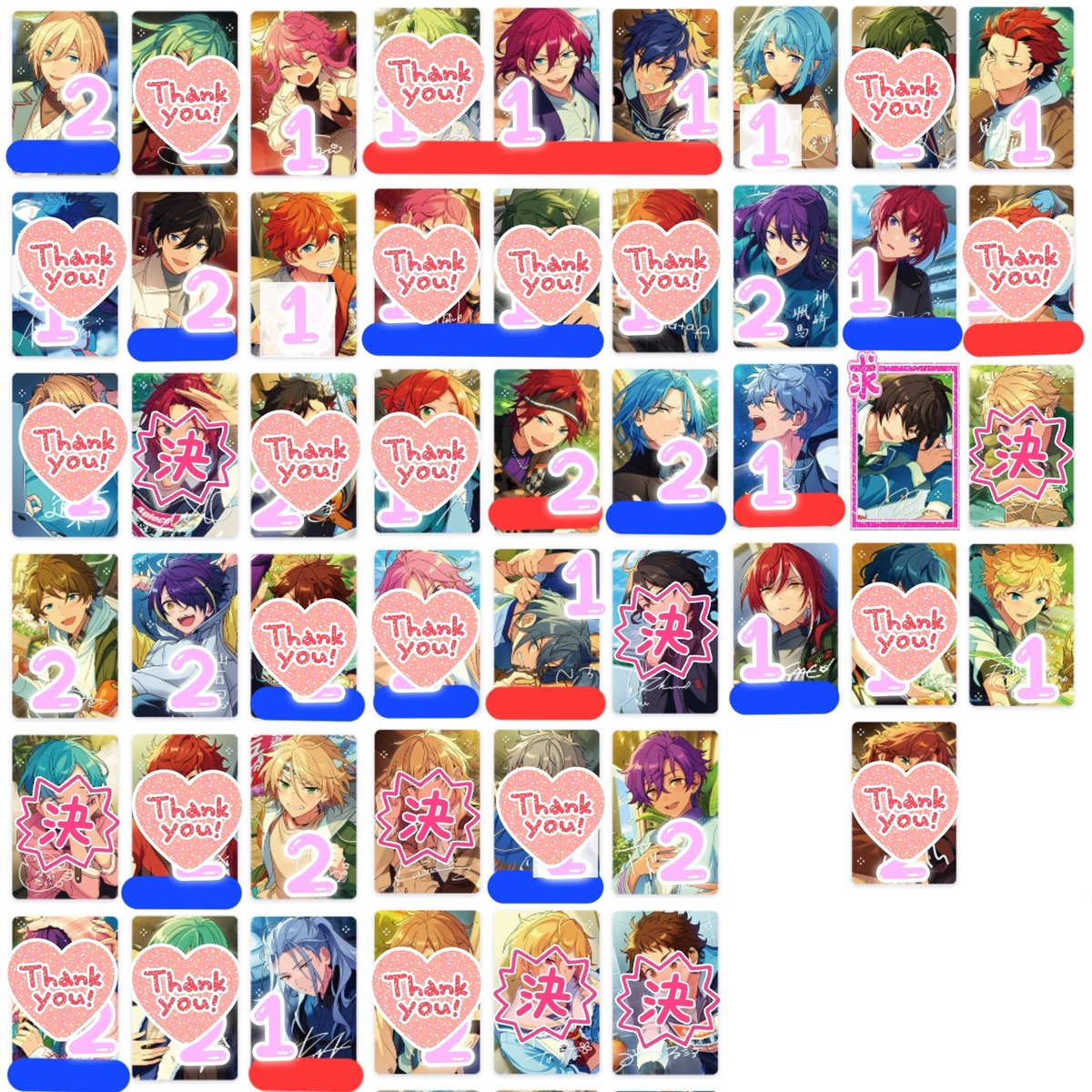 shuuu0702's tweet photo. ⭐交換⭐
あんスタ 韓国 フォトカード7弾

【譲】画像参照
【求】同異種 凛月 or 155円/枚(+送料)>同種 奏汰

奏汰は凛月同数含む場合のみ
異種は固定参照

韓国のサイトの2box予約済み
10月中旬~11月中旬の受け取り

譲渡は🟥は無印から倍数、🟦は無印から同数お迎え

引用元からお願いいたします。 https://t.co/4wrGPSXPsB